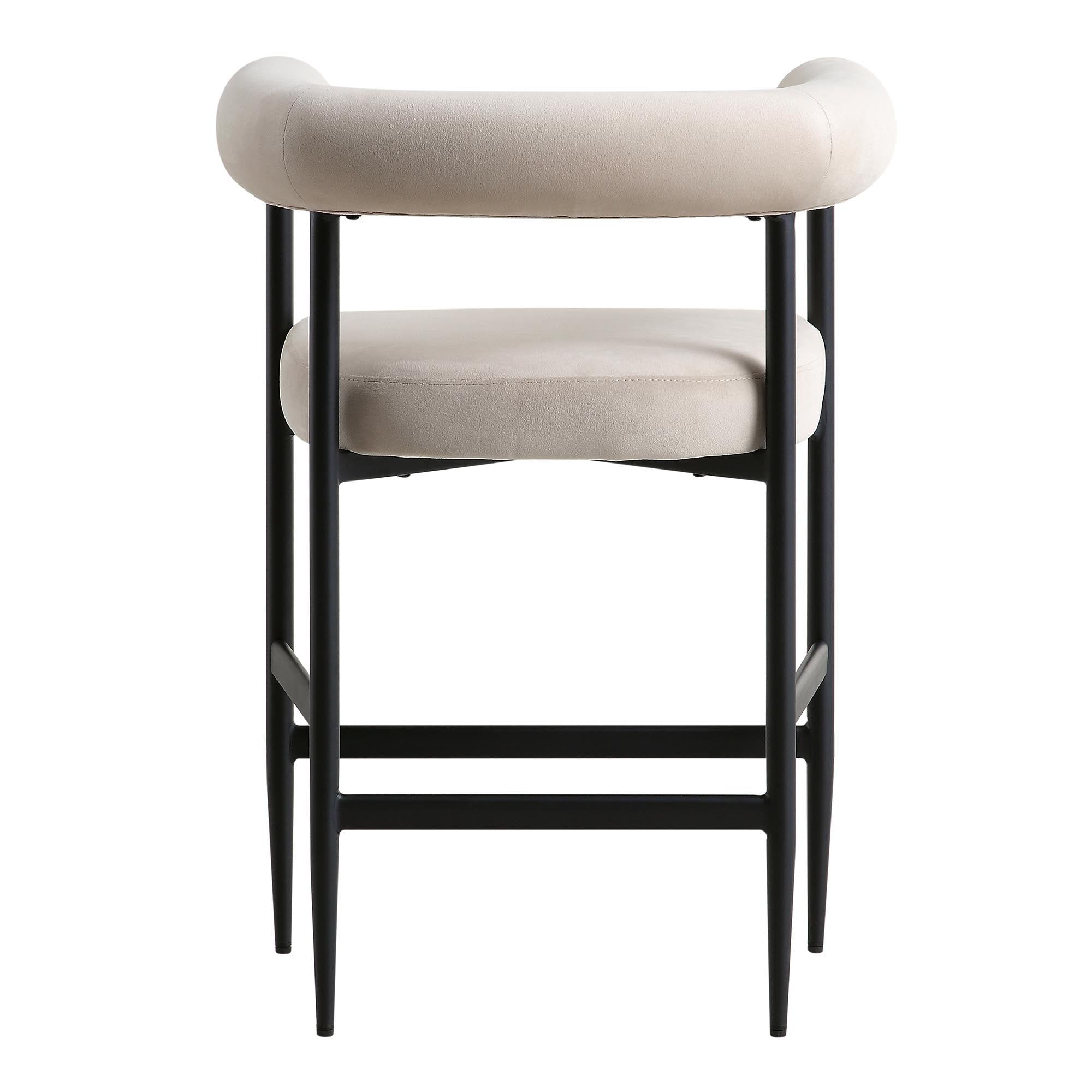 Fulbourn Champagne Velvet Counter Stool with Black Legs