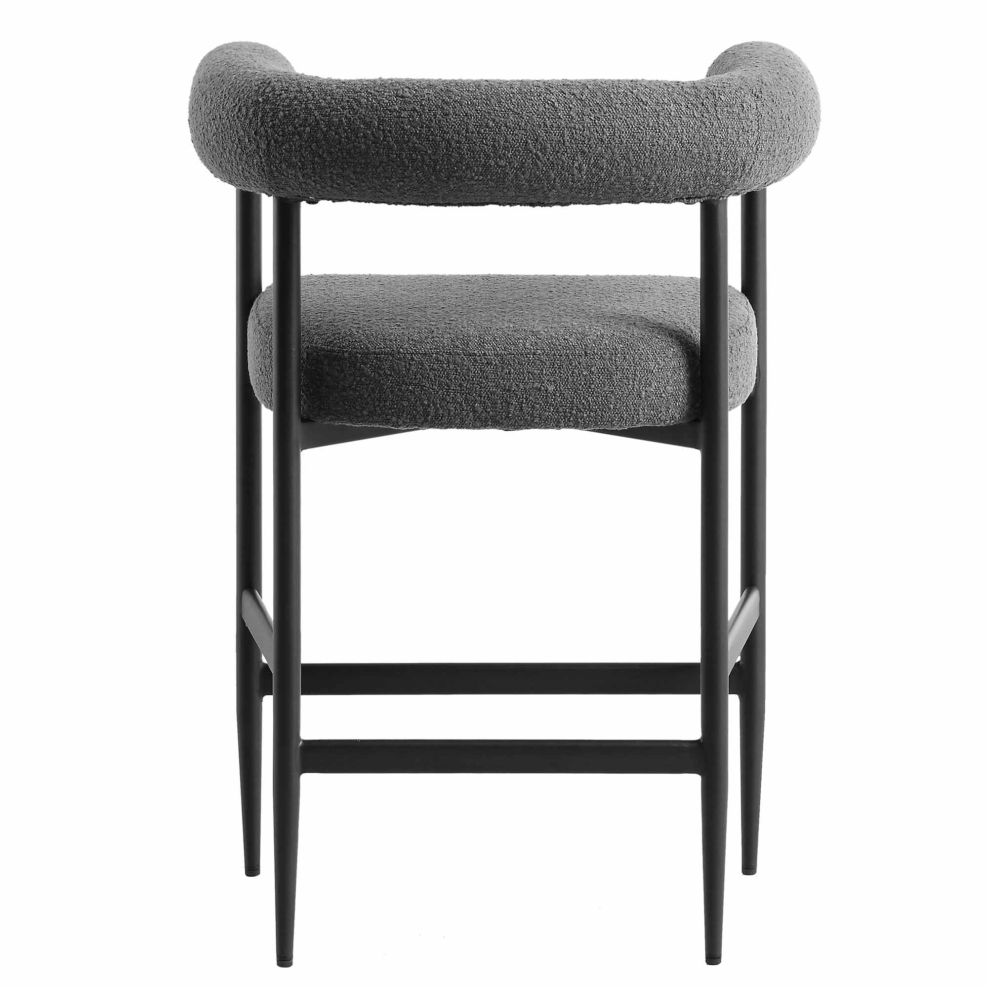 Fulbourn Charcoal Boucle Counter Stool with Black Metal Legs