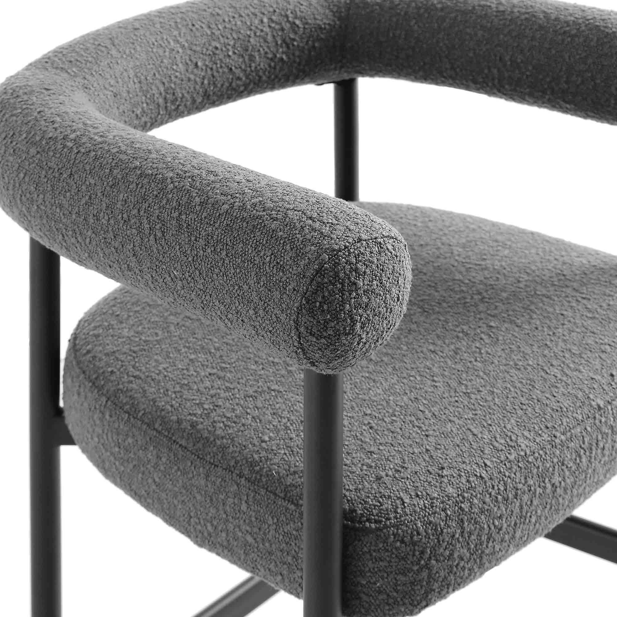 Fulbourn Charcoal Boucle Counter Stool with Black Metal Legs