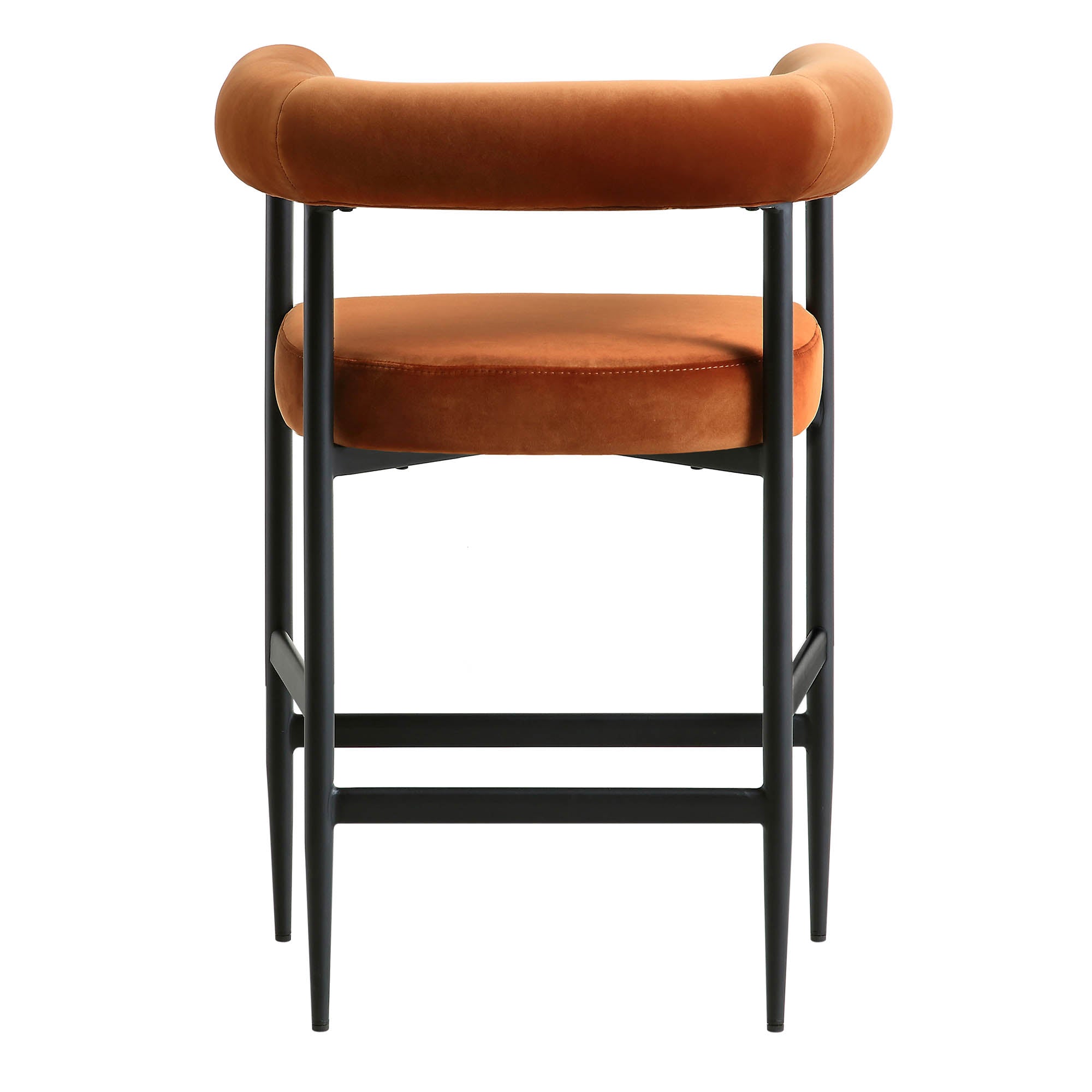 Fulbourn Rust Velvet Counter Stool with Black Legs