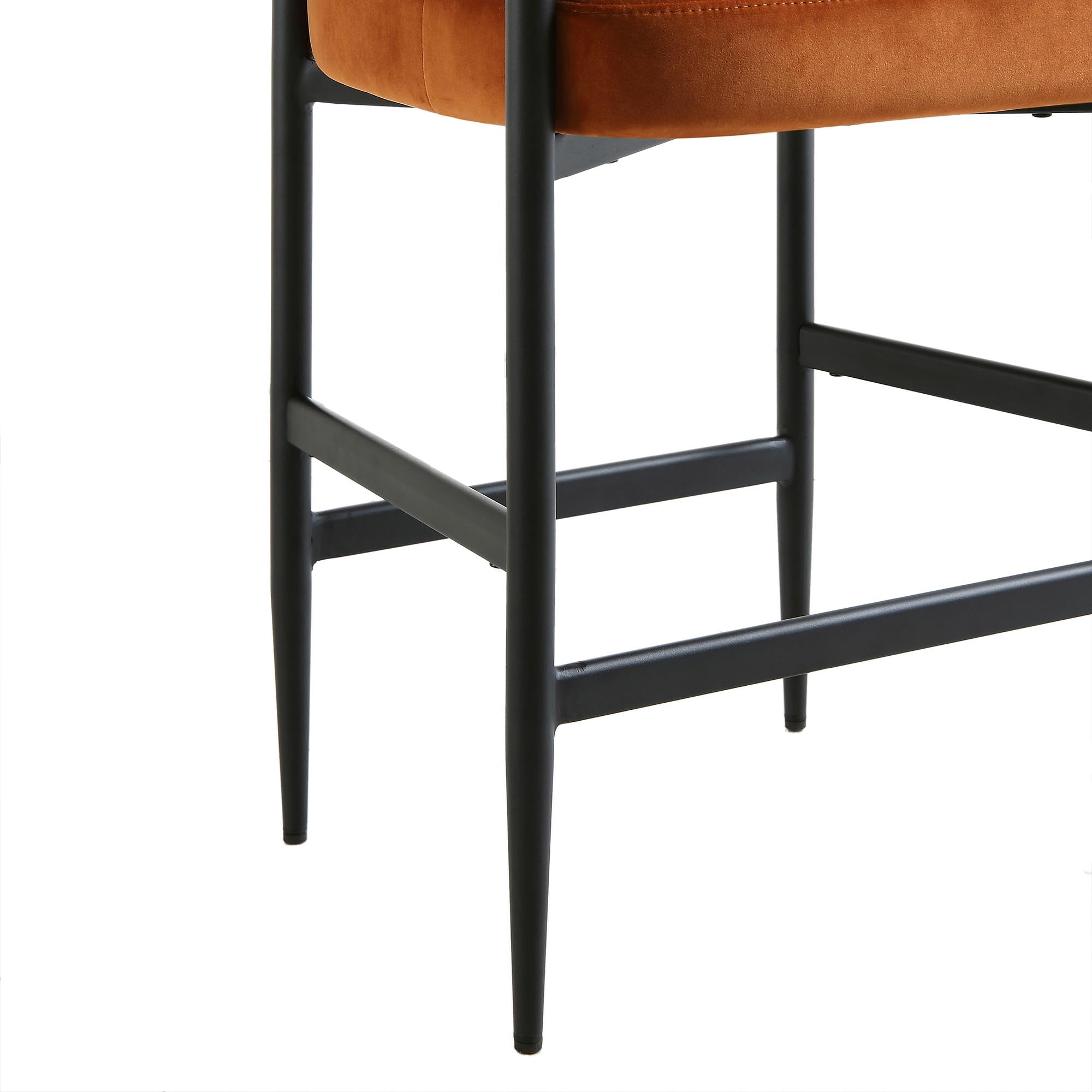 Fulbourn Rust Velvet Counter Stool with Black Legs