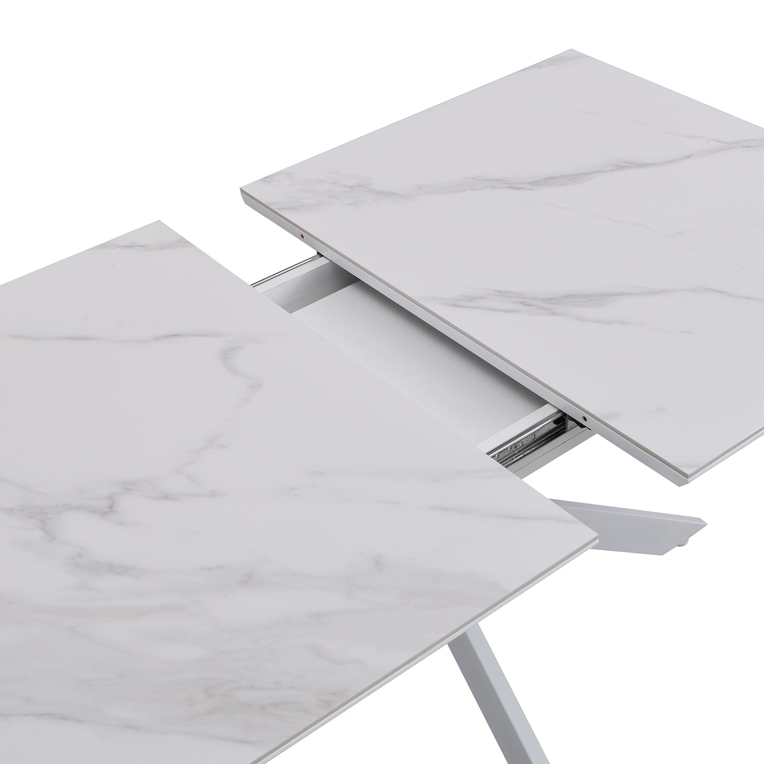 Varden White Ceramic Extending Dining Table