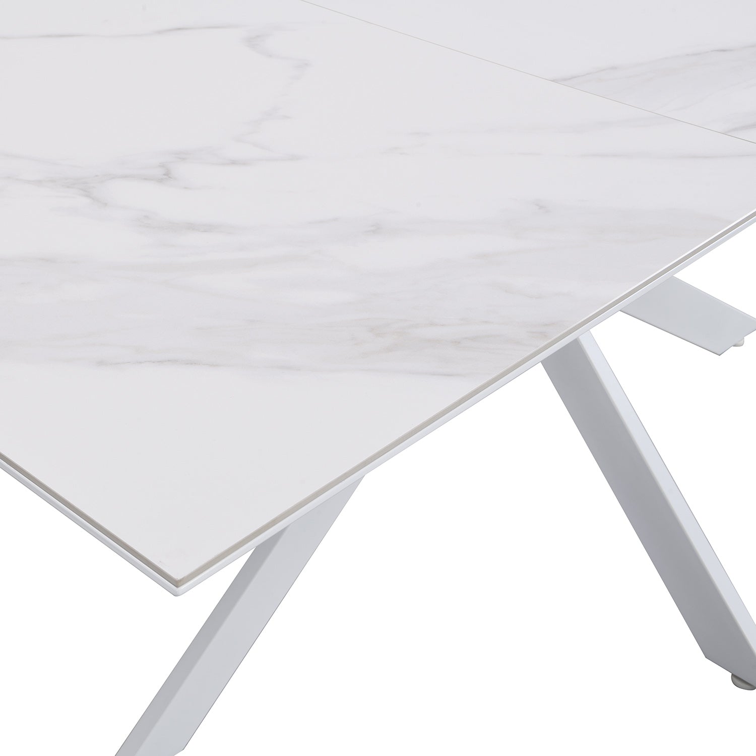 Varden White Ceramic Extending Dining Table