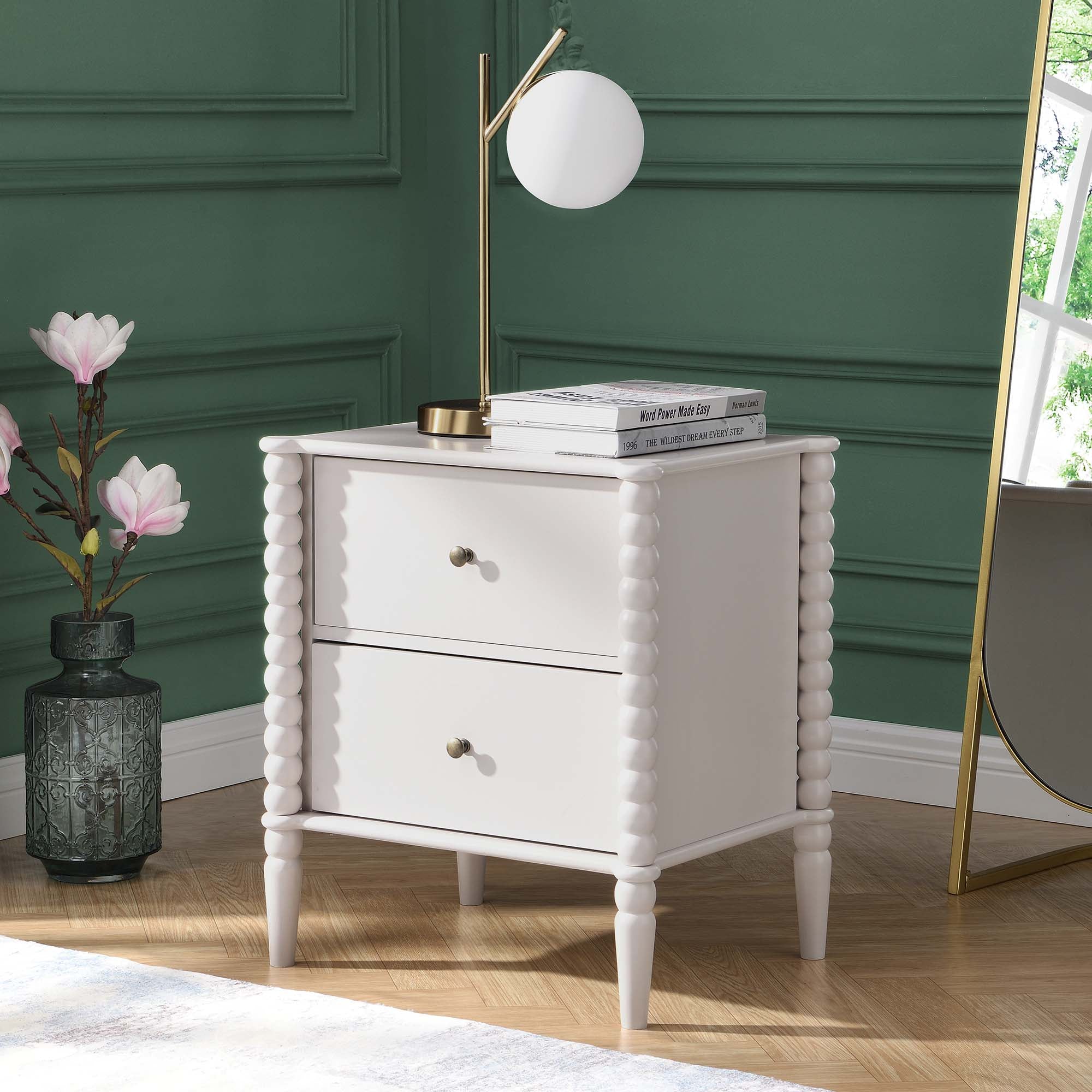 Lyndon Beige Bobbin 2 Drawer Nightstand