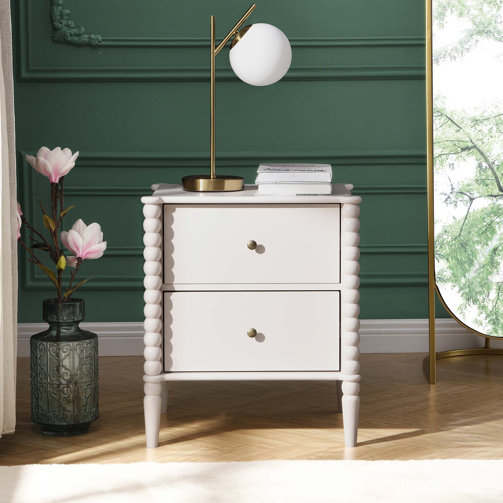 Lyndon Beige Bobbin 2 Drawer Nightstand