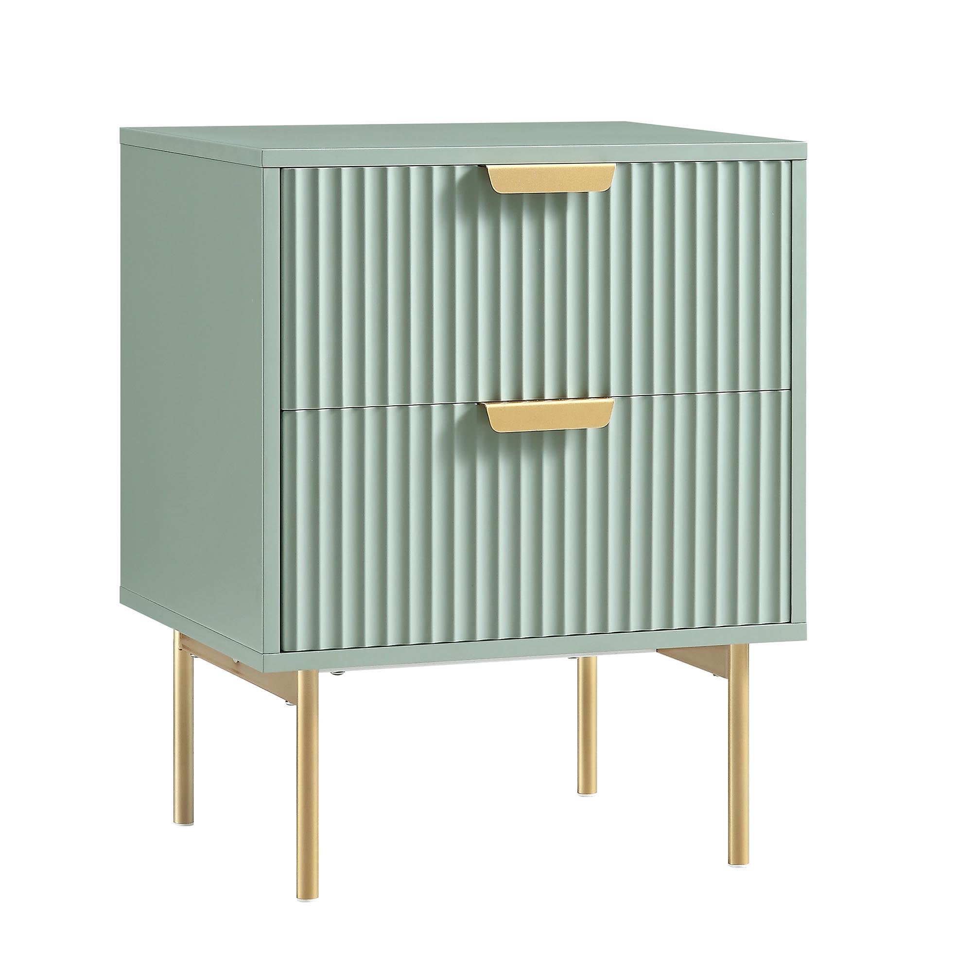 Richmond Ridged 2 Drawer Nightstand, Matte Sage Green