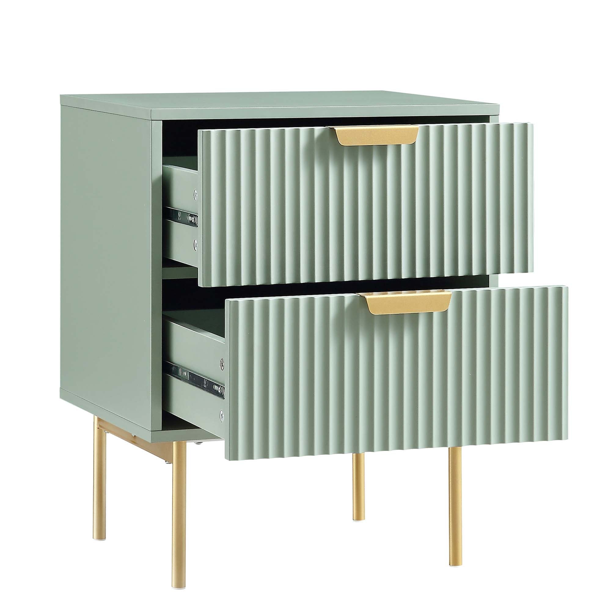 Richmond Ridged 2 Drawer Nightstand, Matte Sage Green