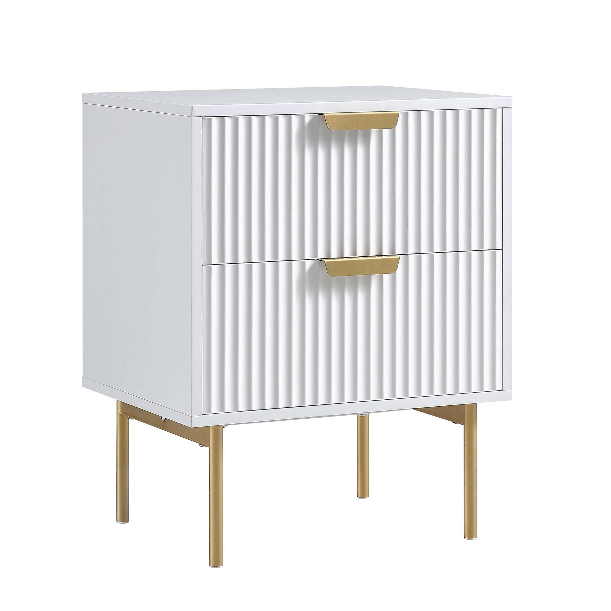 Richmond Ridged 2 Drawer Nightstand, Matte White