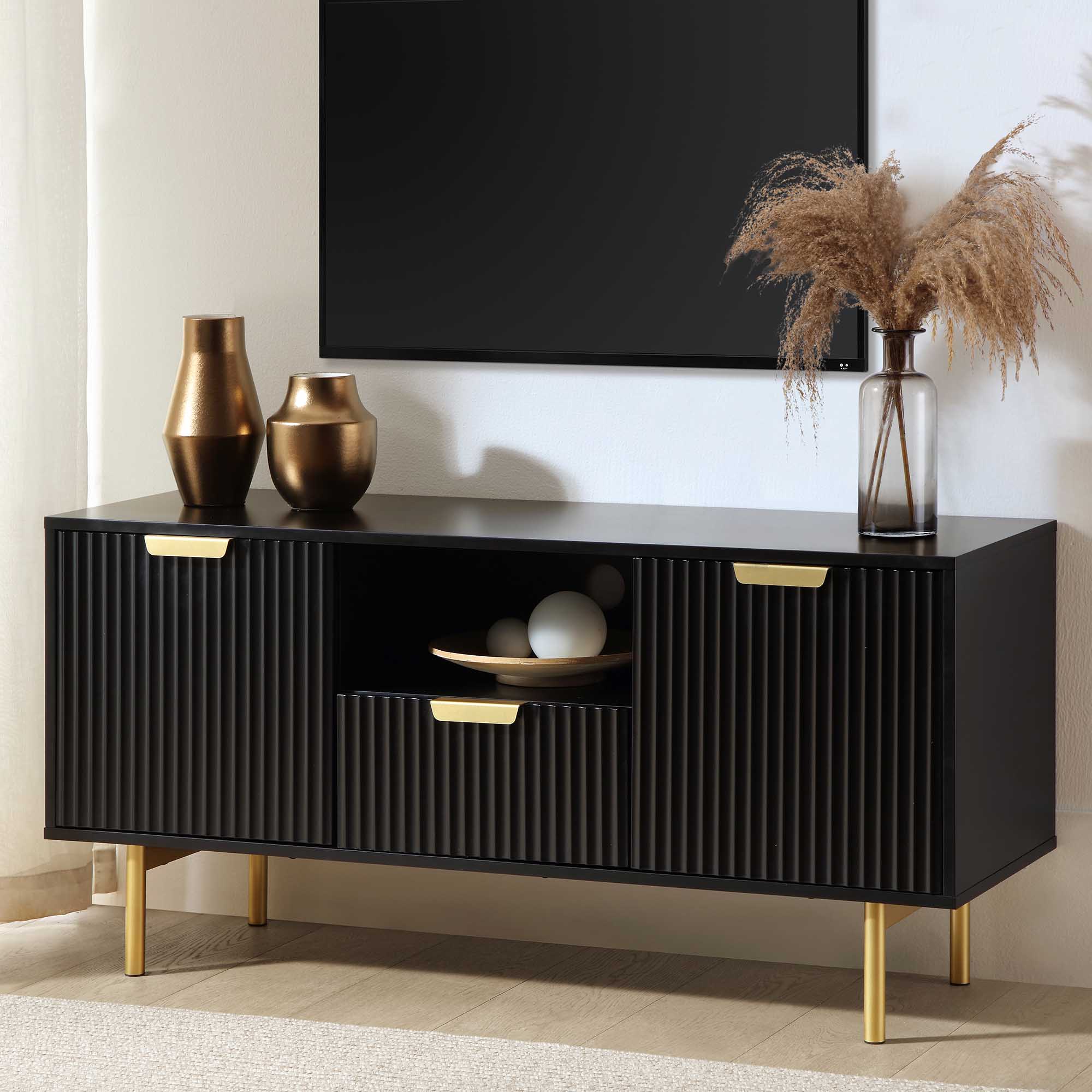 Richmond Ridged TV Media Unit, Matte Black