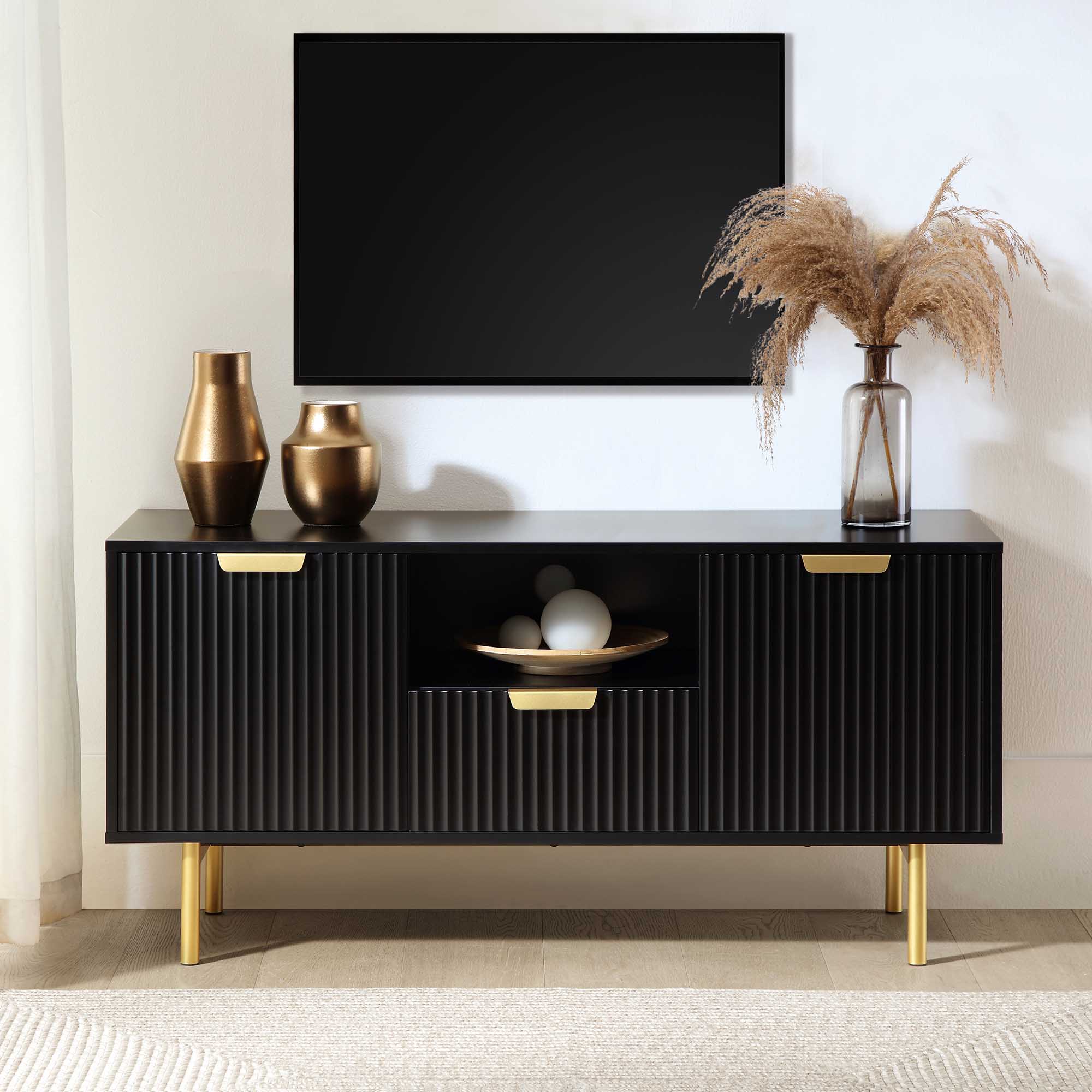 Richmond Ridged TV Media Unit, Matte Black