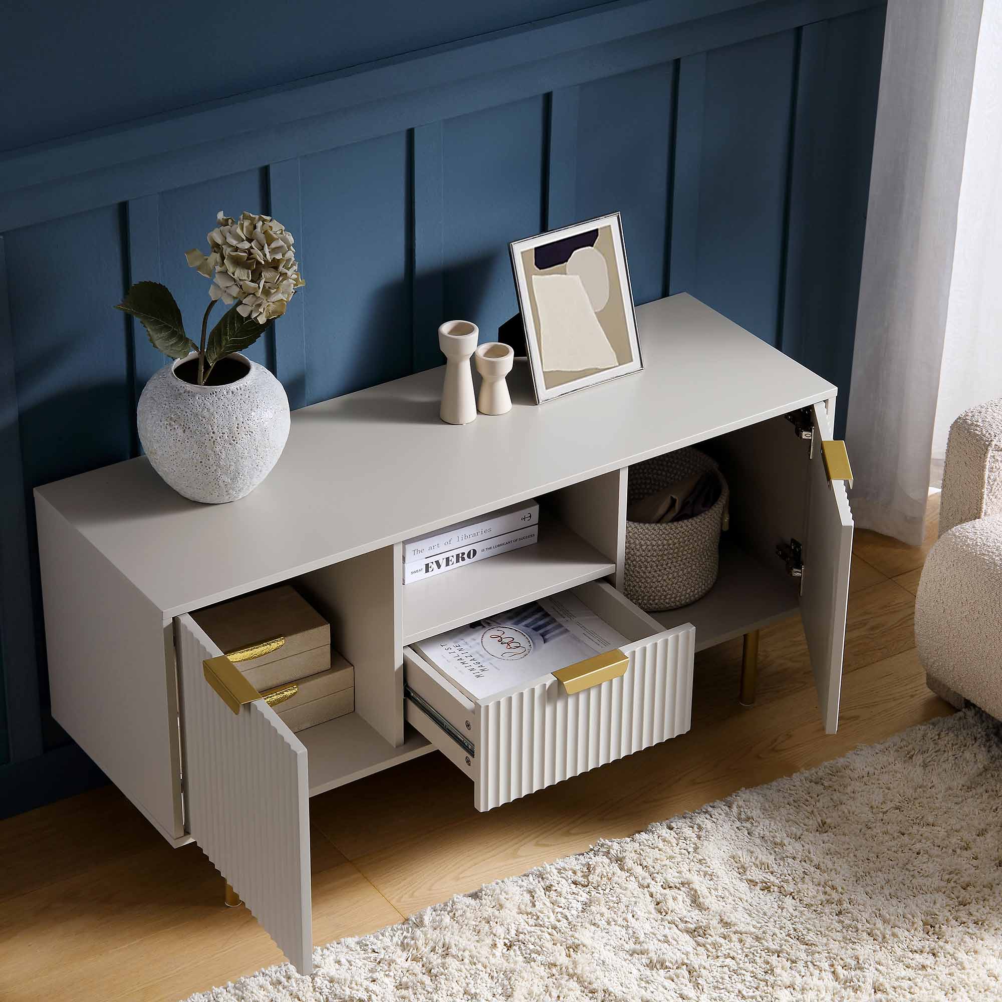 Richmond Ridged TV Media Unit, Matte Taupe