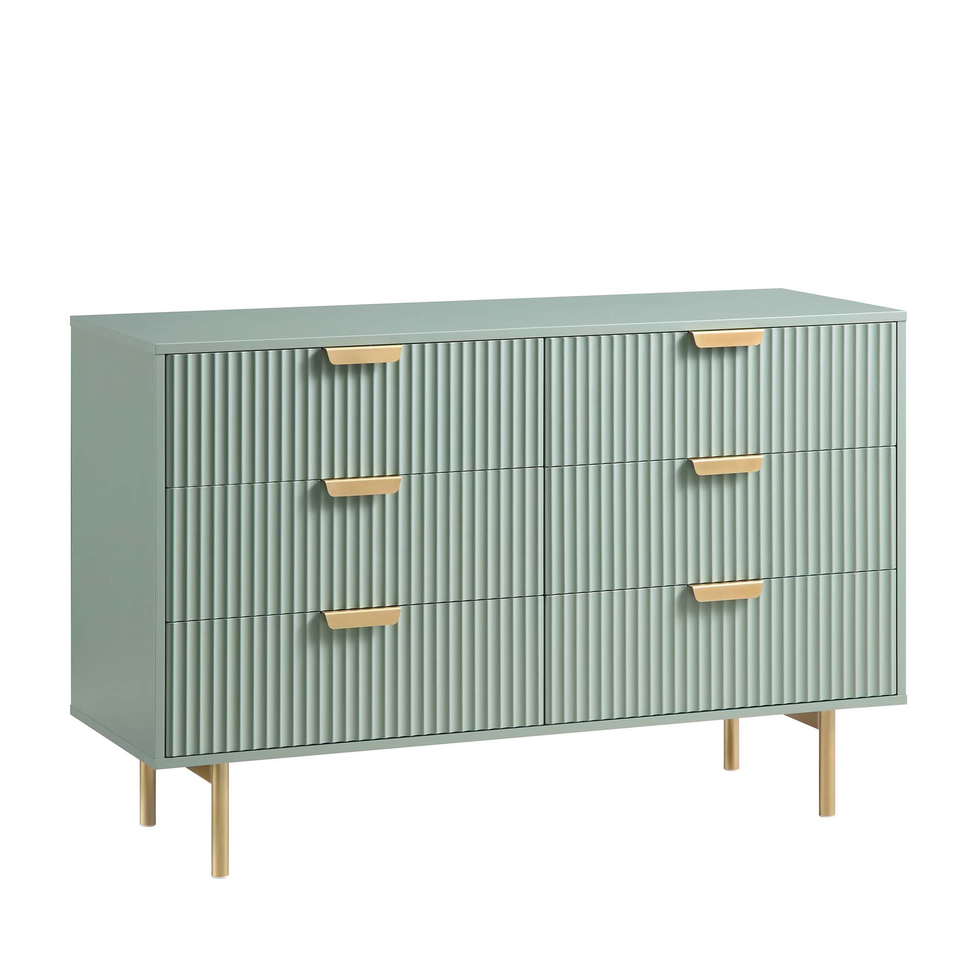 Richmond Ridged Wide 6 Drawer Dresser, Matte Sage Green