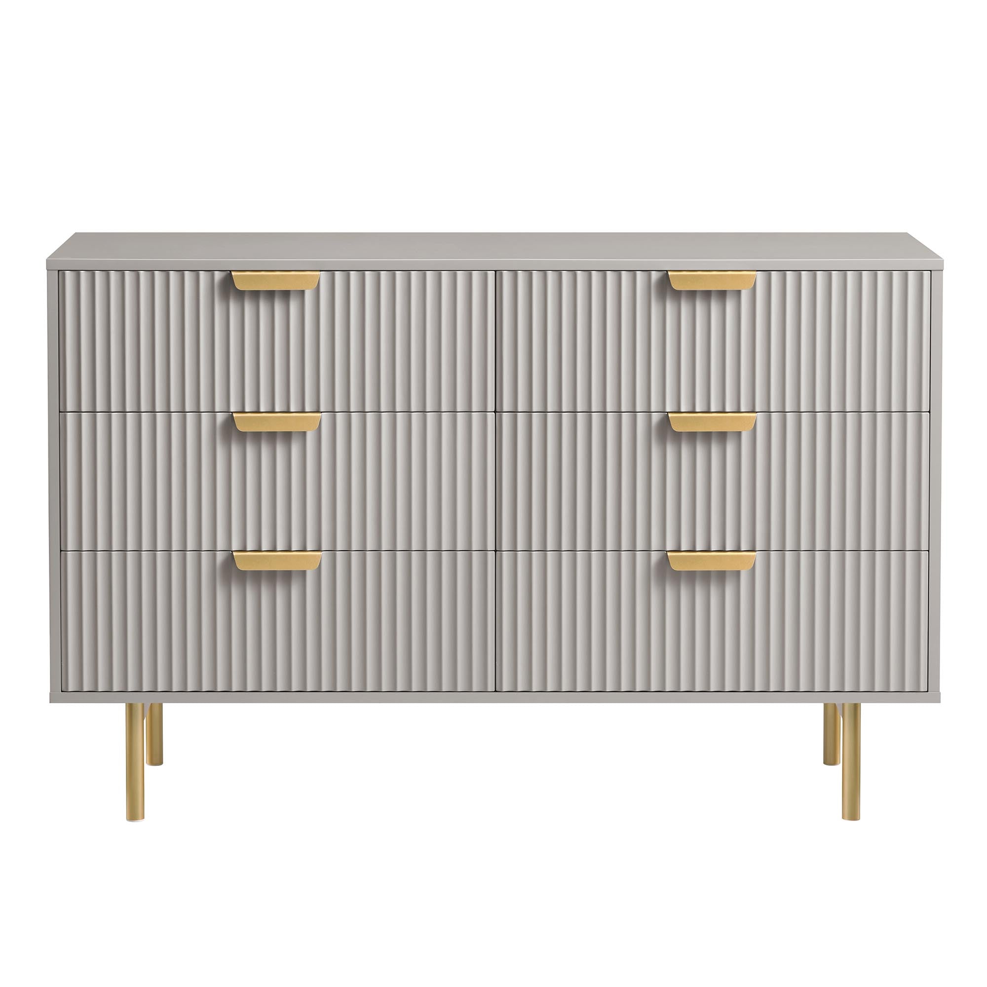 Richmond Ridged Wide 6 Drawer Dresser, Matte Taupe