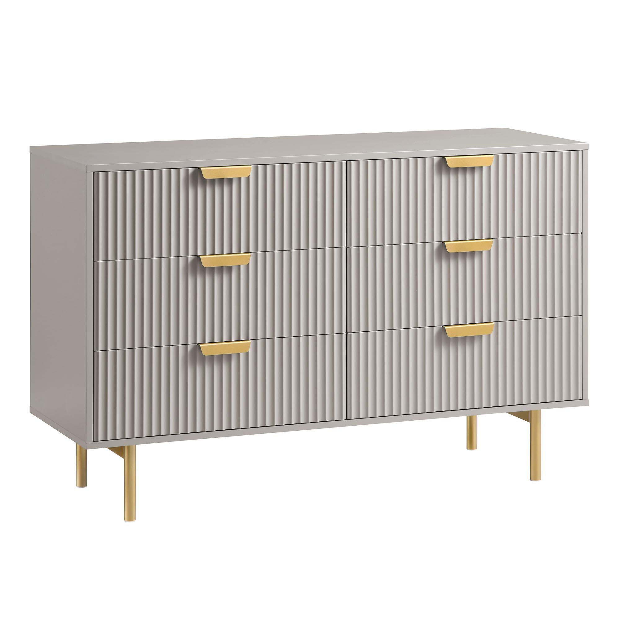 Richmond Ridged Wide 6 Drawer Dresser, Matte Taupe