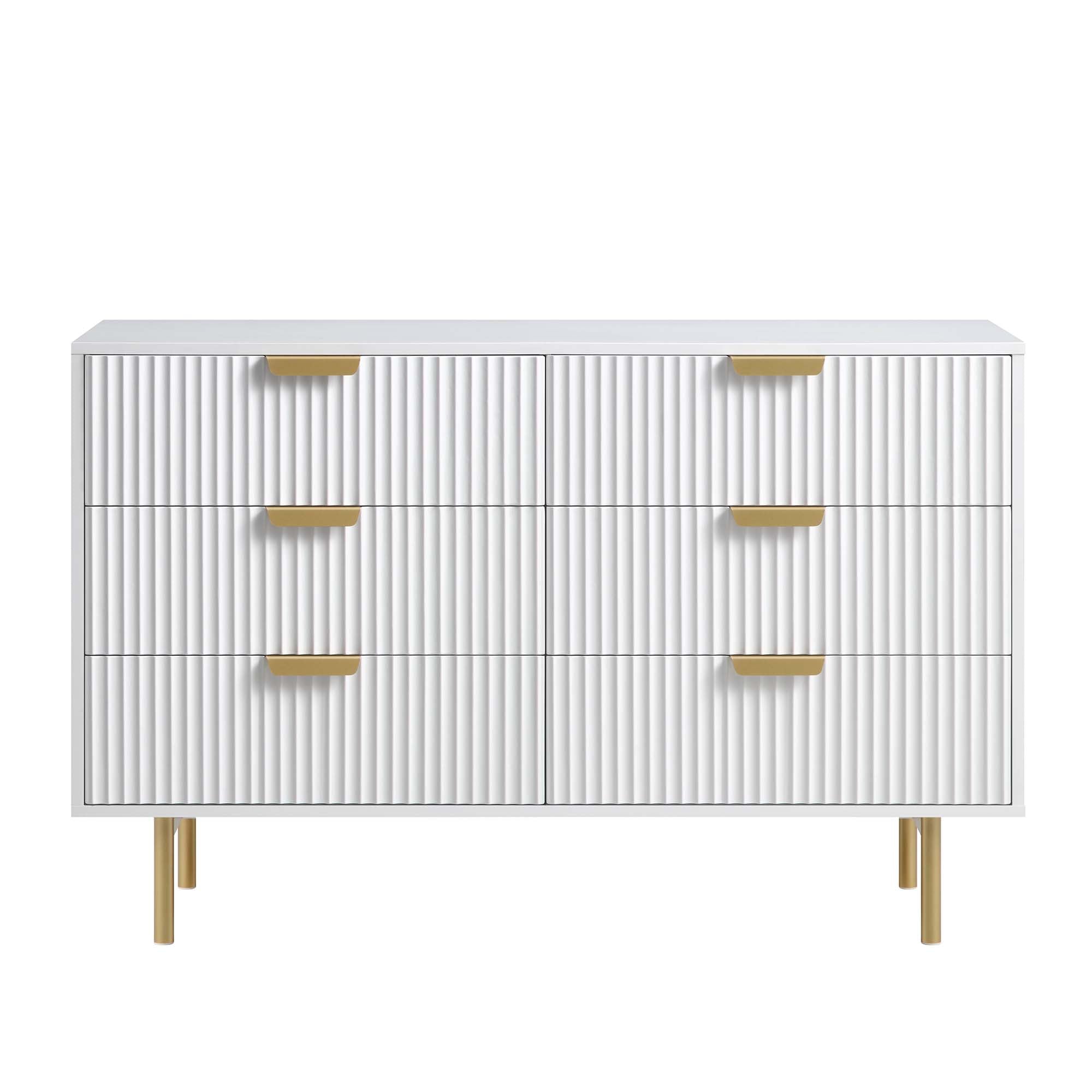 Richmond Ridged Wide 6 Drawer Dresser, Matte White