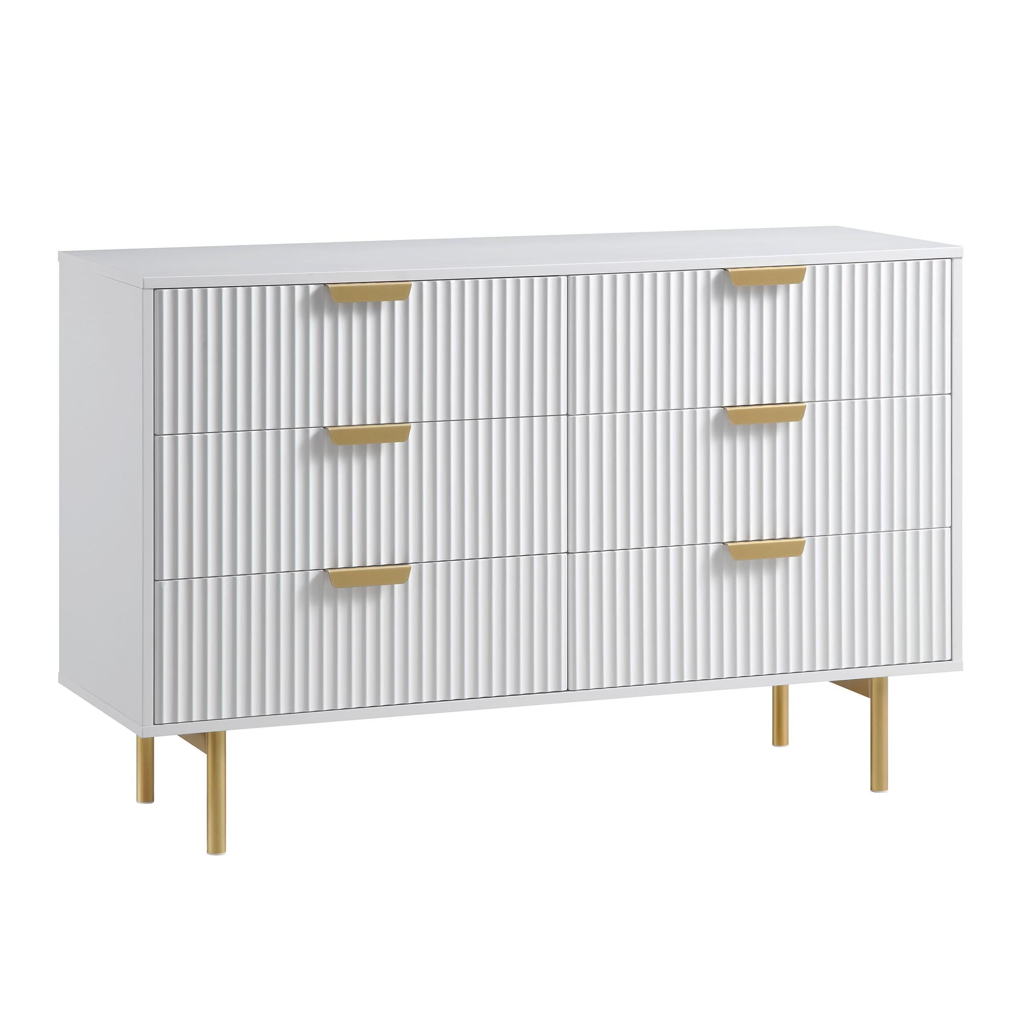 Richmond Ridged Wide 6 Drawer Dresser, Matte White