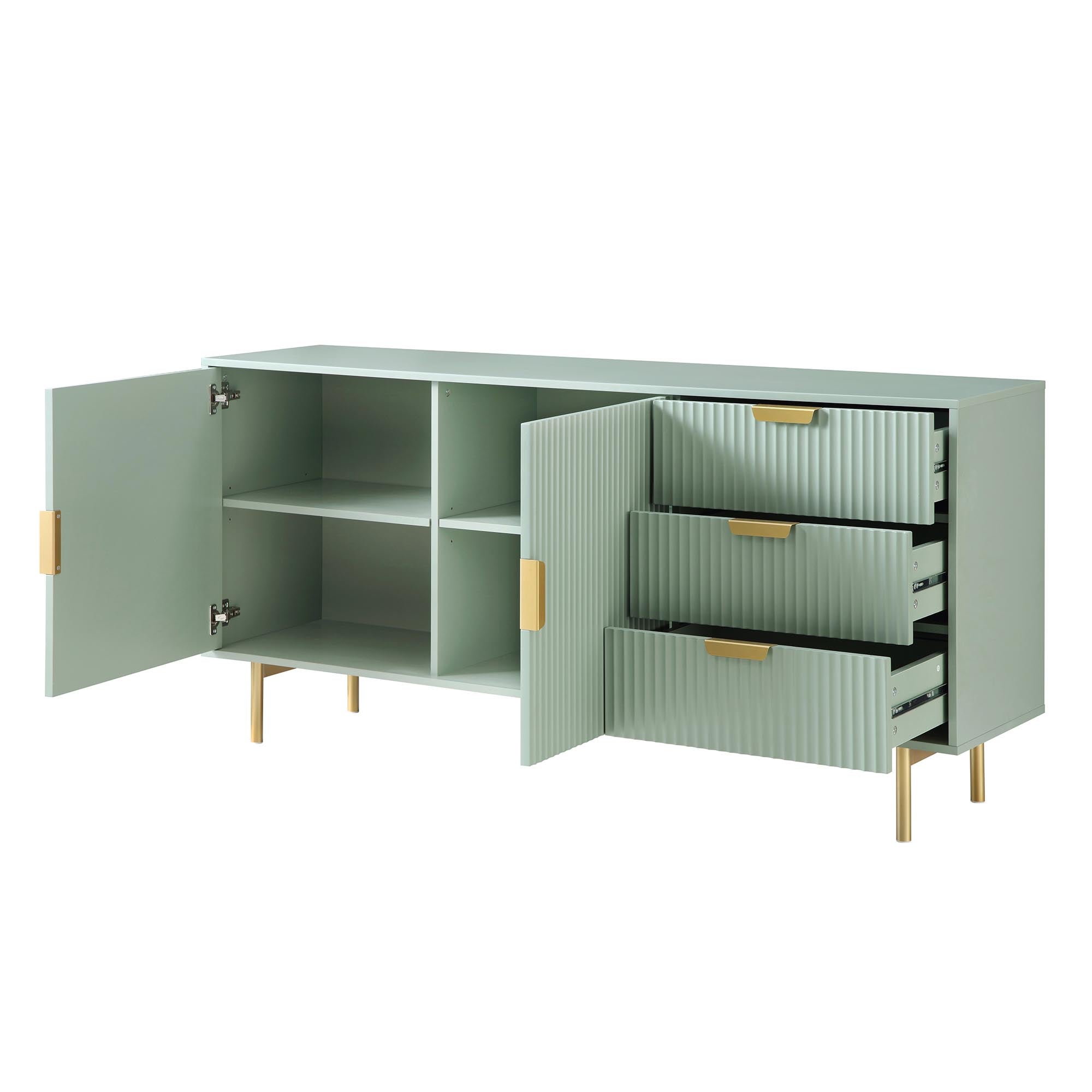 Richmond Ridged Large Sideboard, Matte Sage Green