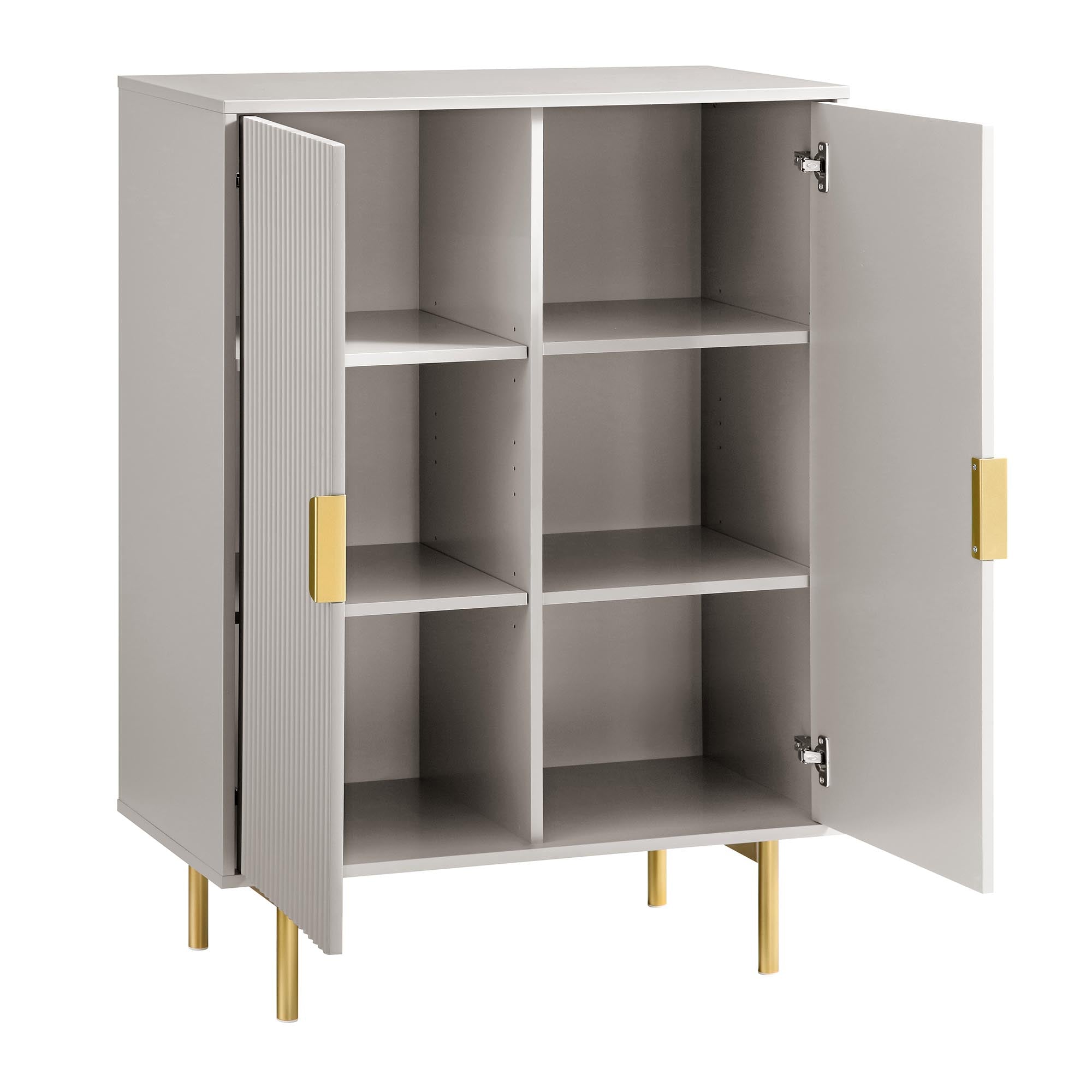 Richmond Ridged Highboard Storage Cabinet, Matte Taupe