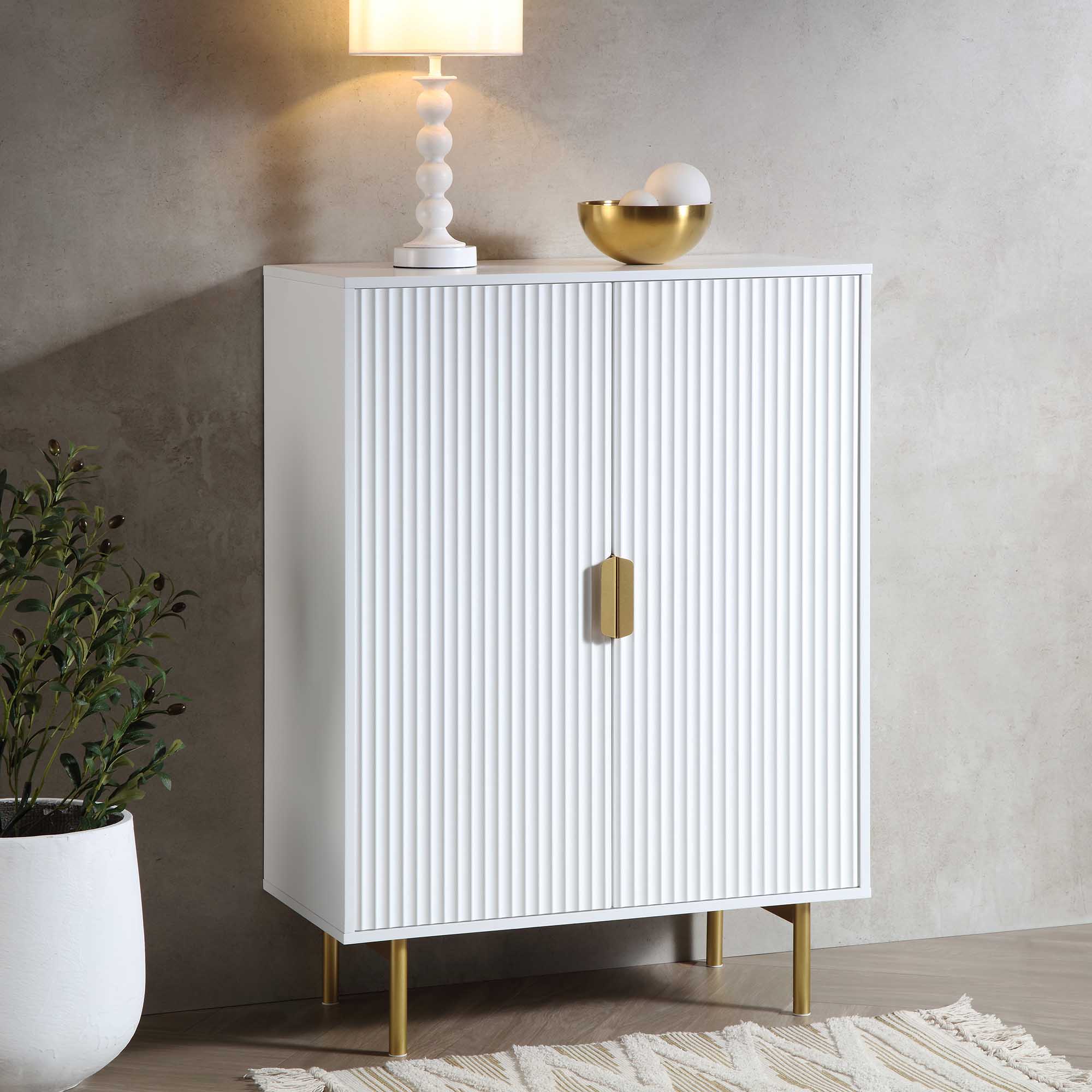 Richmond Ridged Highboard Storage Cabinet, Matte White