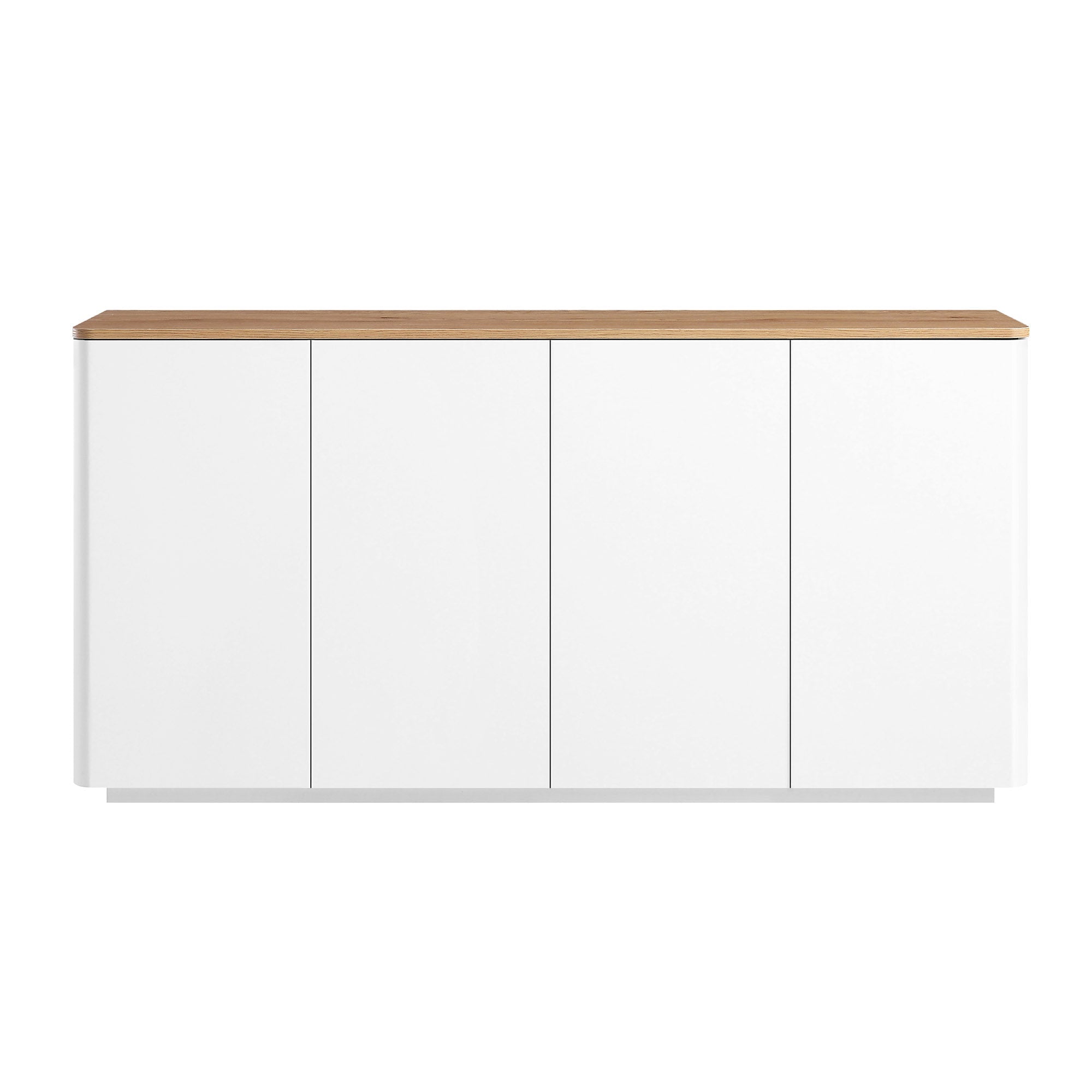 Agnes Curved Edge 59 in. Wide Sideboard, Off-White with Oak Top