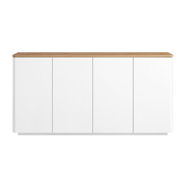 Agnes Curved Edge 59 in. Wide Sideboard, Off-White with Oak Top