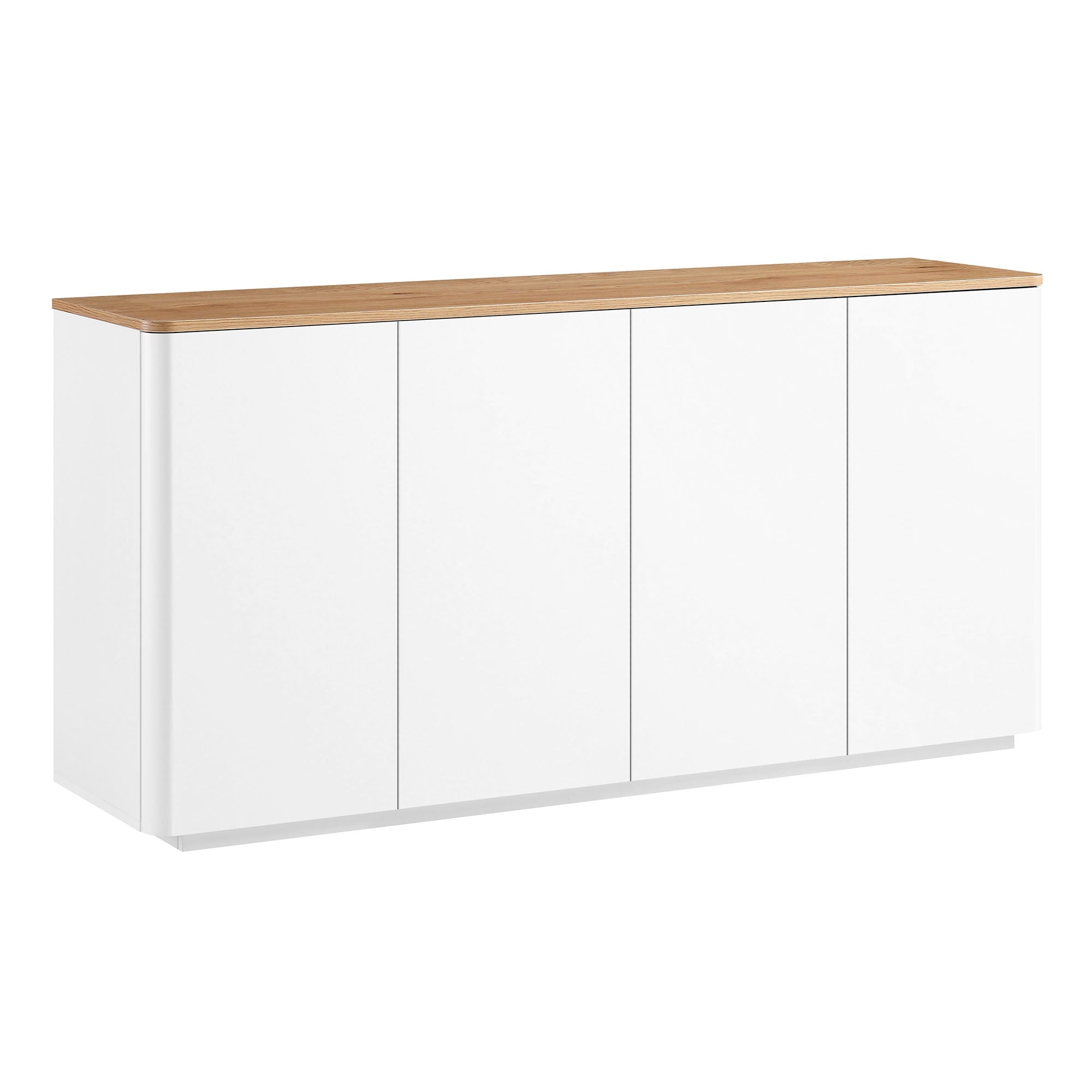 Agnes Curved Edge 59 in. Wide Sideboard, Off-White with Oak Top