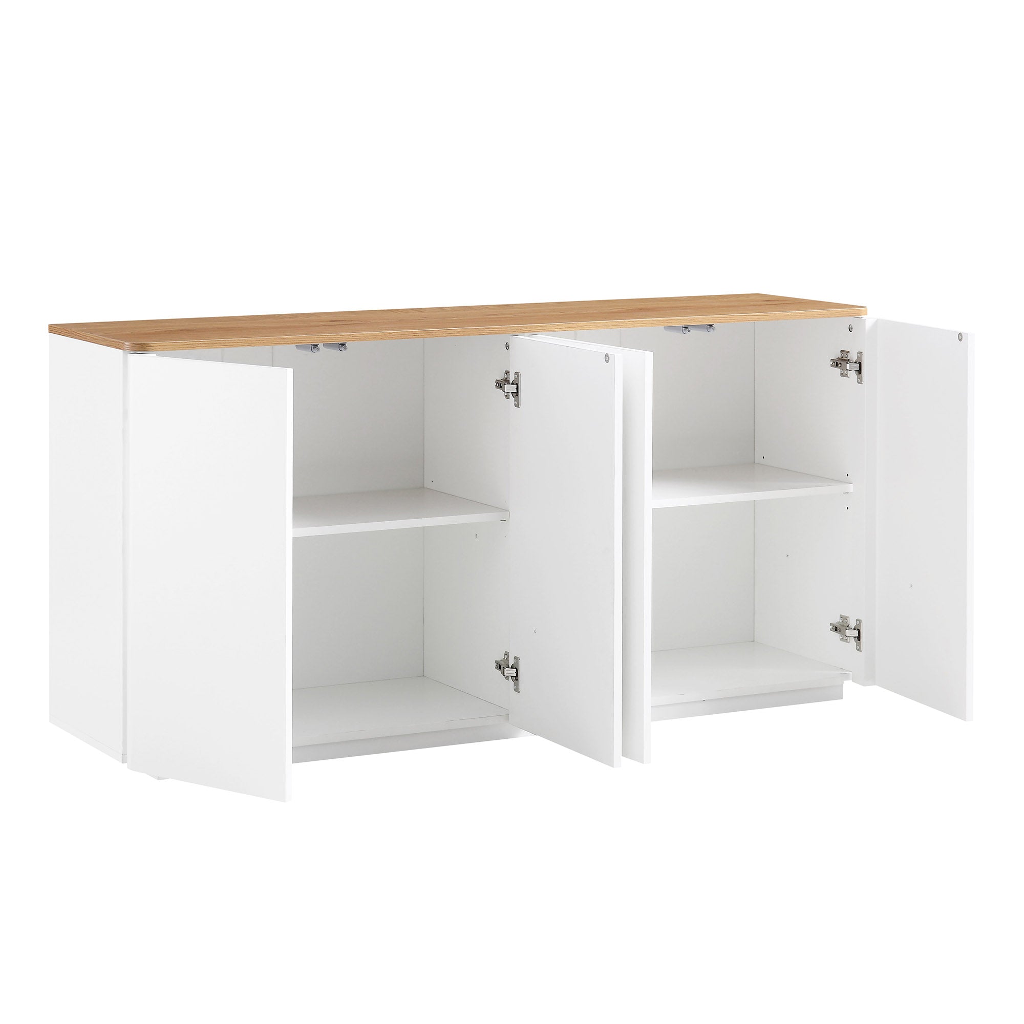 Agnes Curved Edge 59 in. Wide Sideboard, Off-White with Oak Top