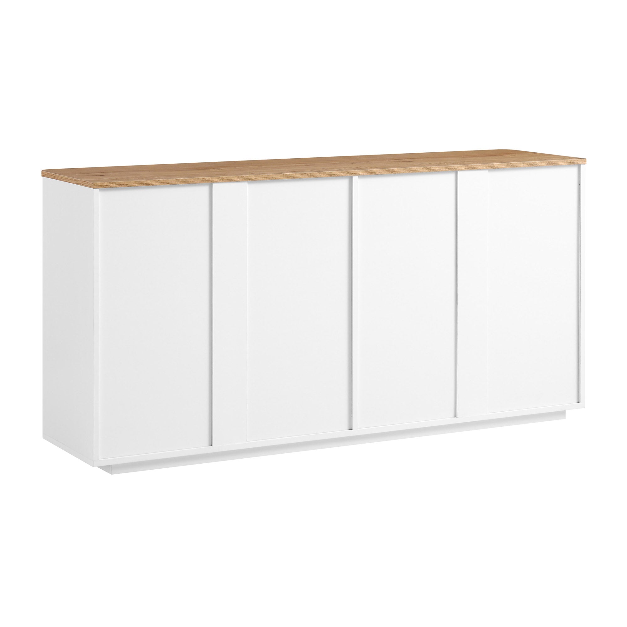 Agnes Curved Edge 59 in. Wide Sideboard, Off-White with Oak Top