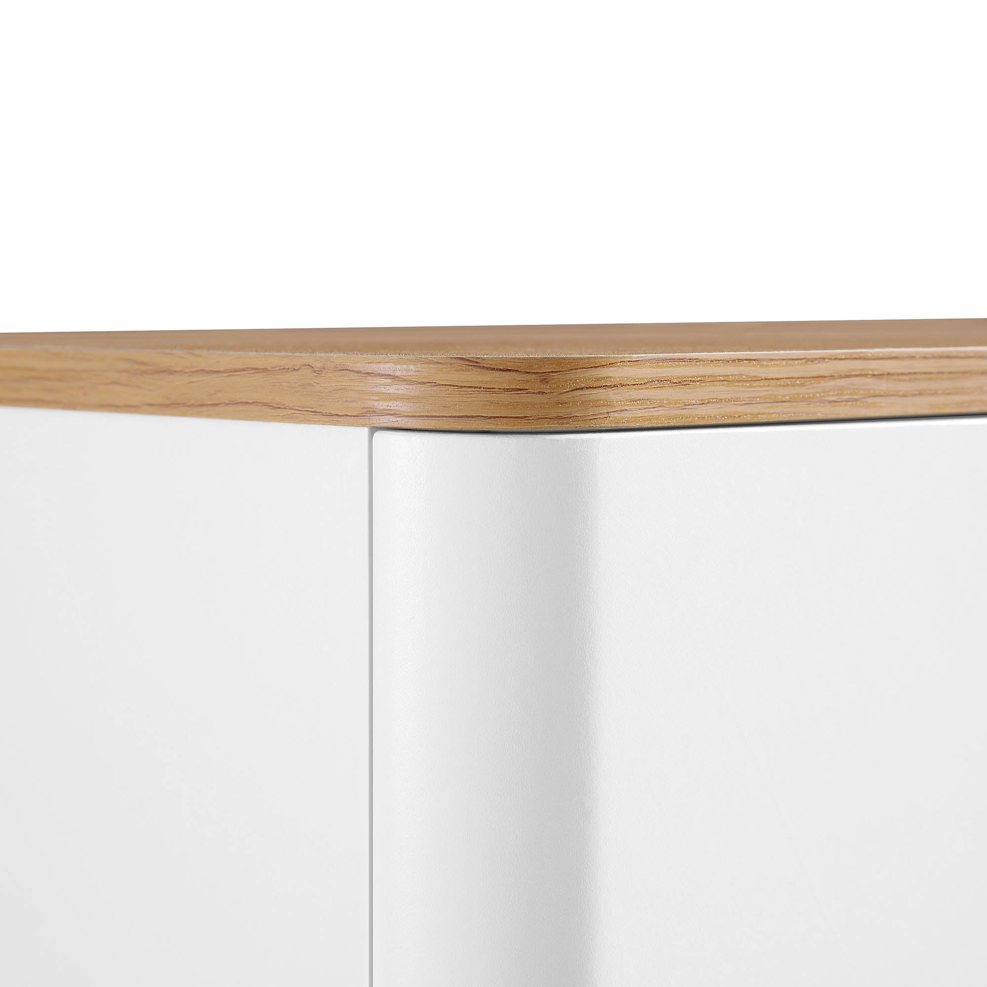 Agnes Curved Edge 59 in. Wide Sideboard, Off-White with Oak Top