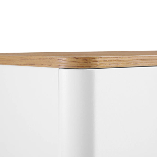 Agnes Curved Edge 59 in. Wide Sideboard, Off-White with Oak Top