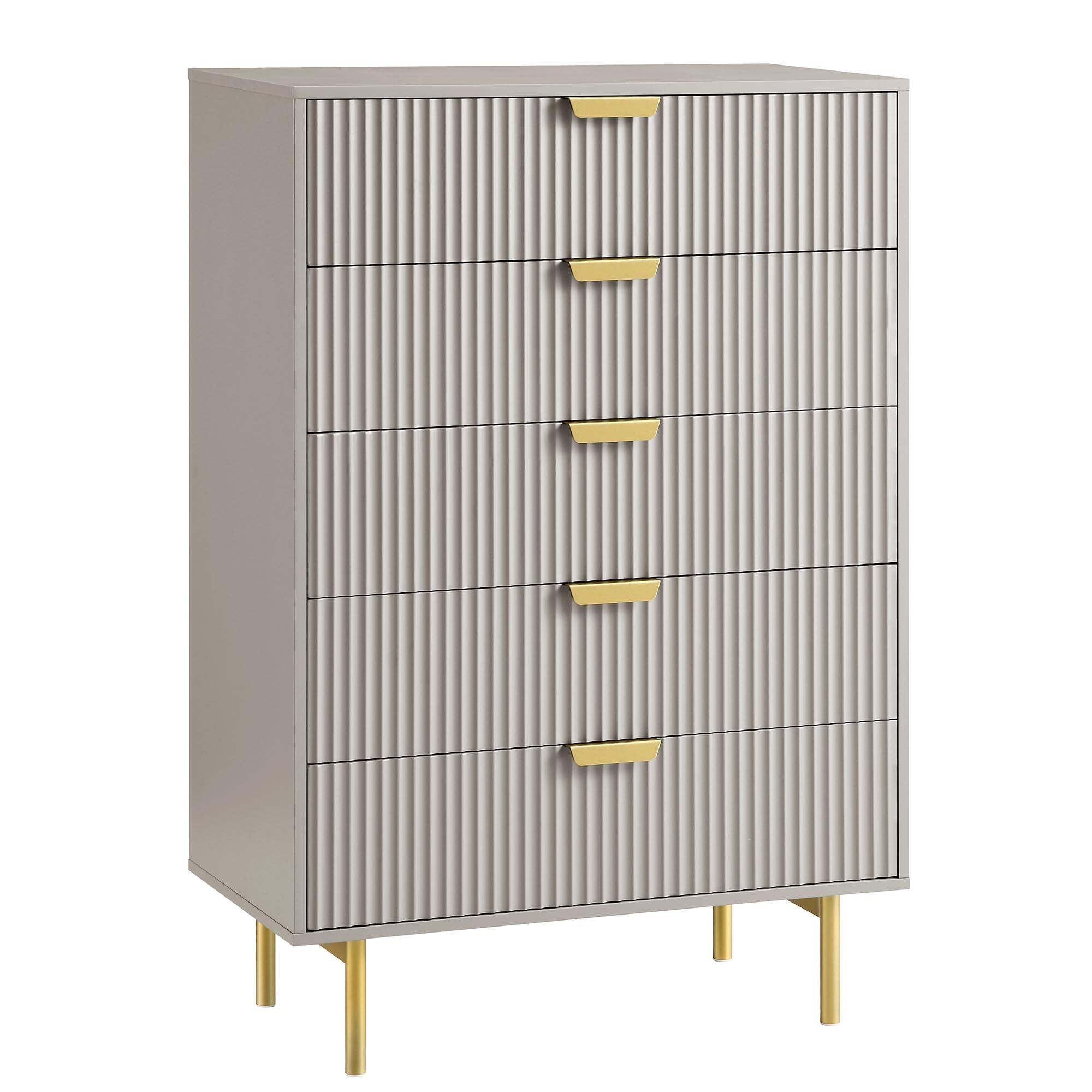 Richmond Ridged 5 Drawer Dresser, Matte Taupe