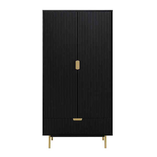 Richmond Ridged Double Closet with Drawer, Matte Black