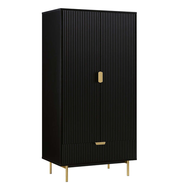 Richmond Ridged Double Closet with Drawer, Matte Black