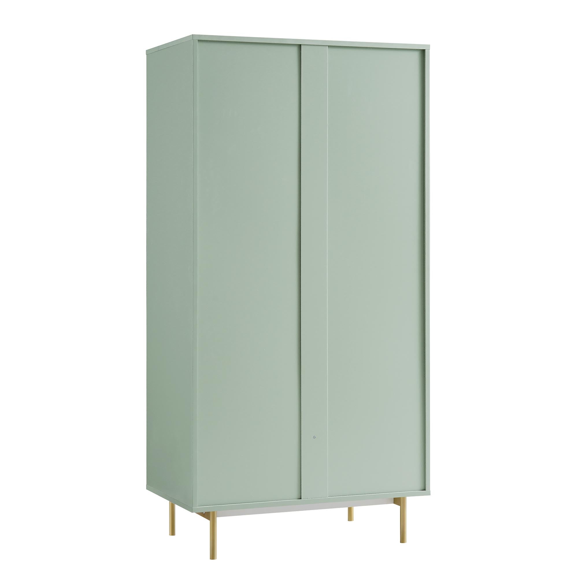 Richmond Ridged Double Closet with Drawer, Matte Sage Green