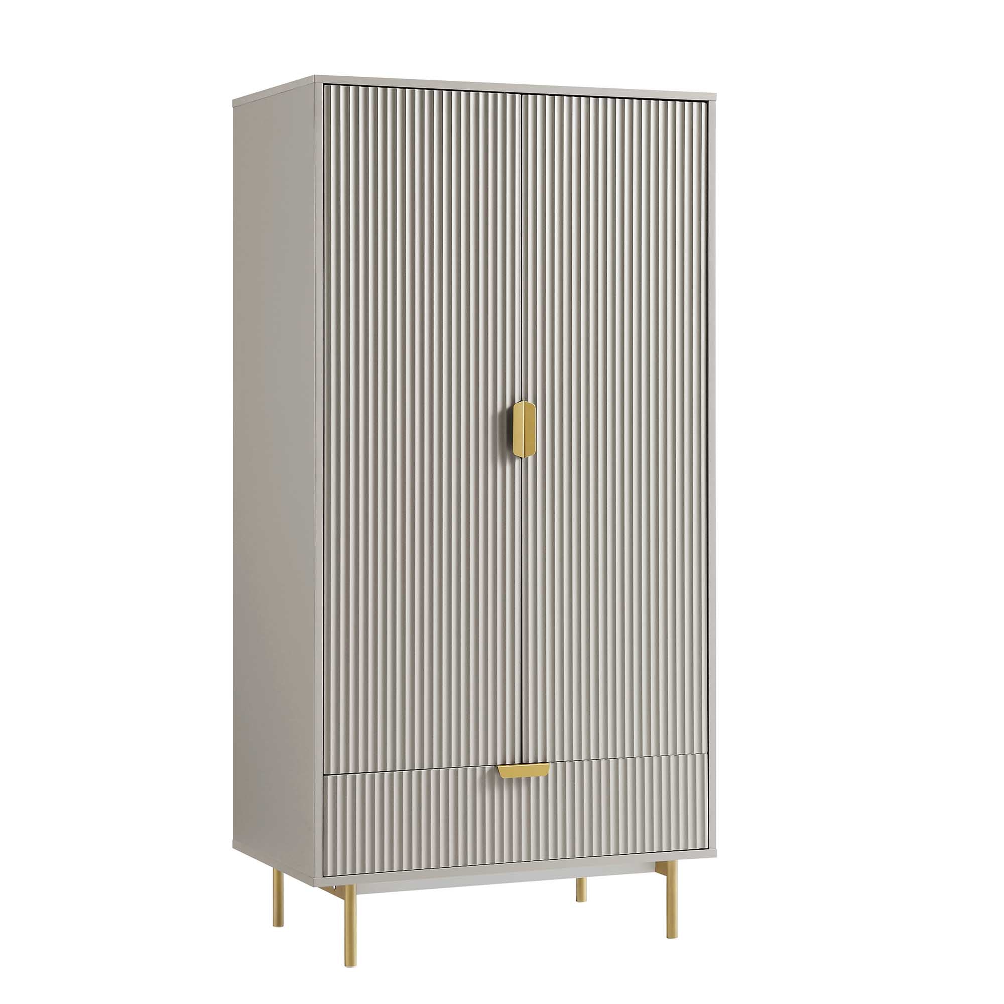 Richmond Ridged Double Closet with Drawer, Matte Taupe