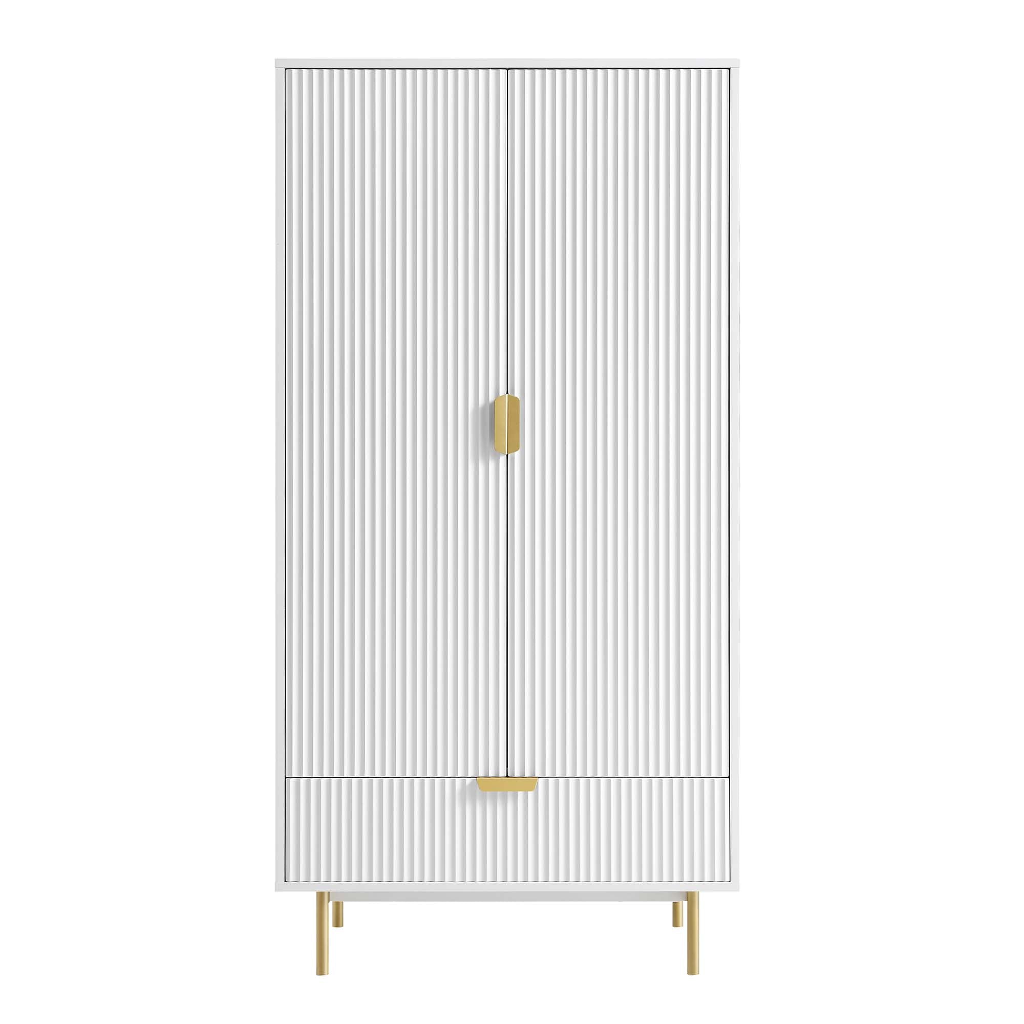 Richmond Ridged Double Closet with Drawer, Matte White