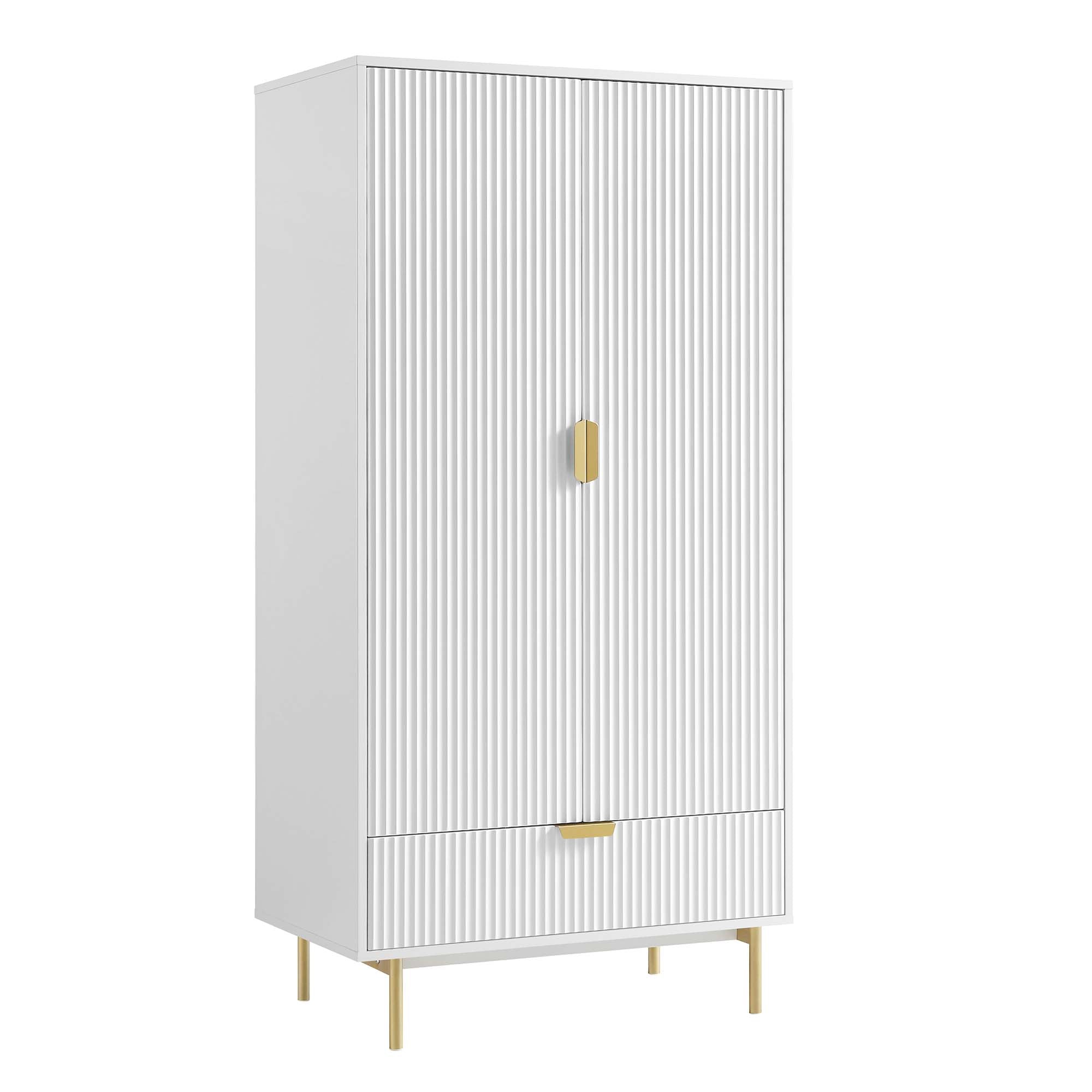 Richmond Ridged Double Closet with Drawer, Matte White