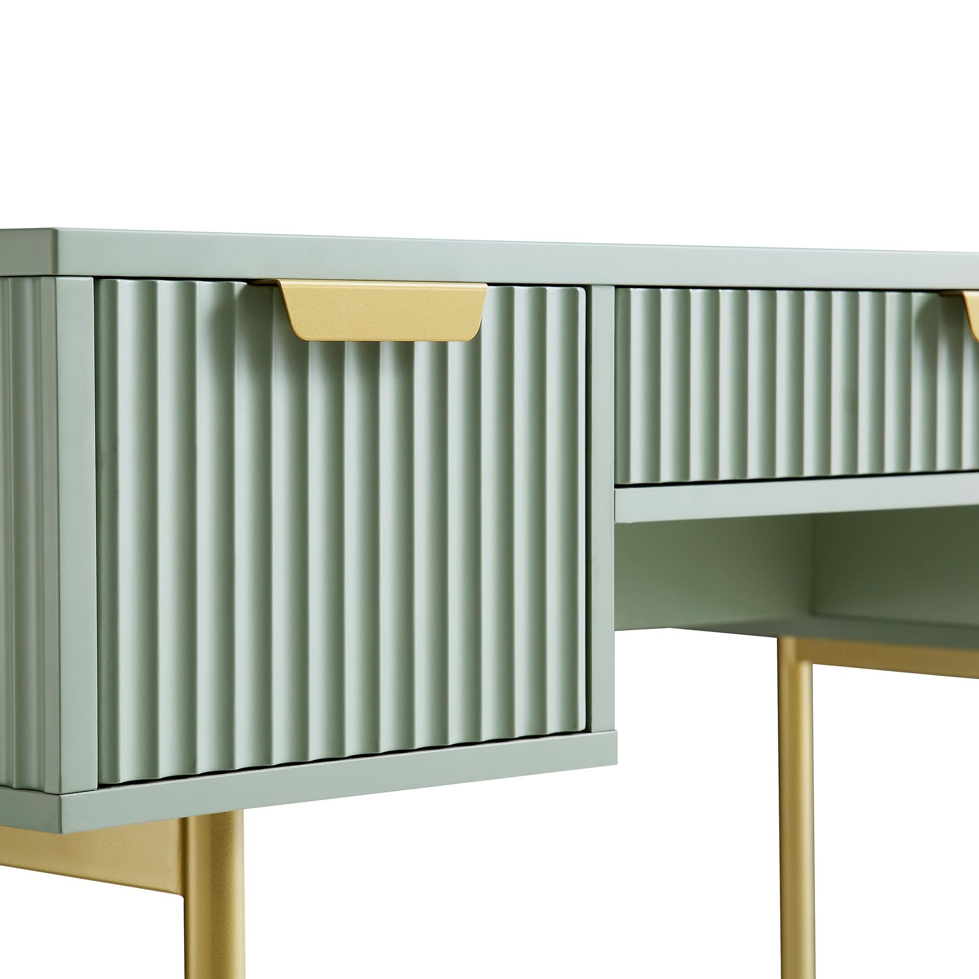 Richmond Ridged Vanity Table, Matte Sage Green