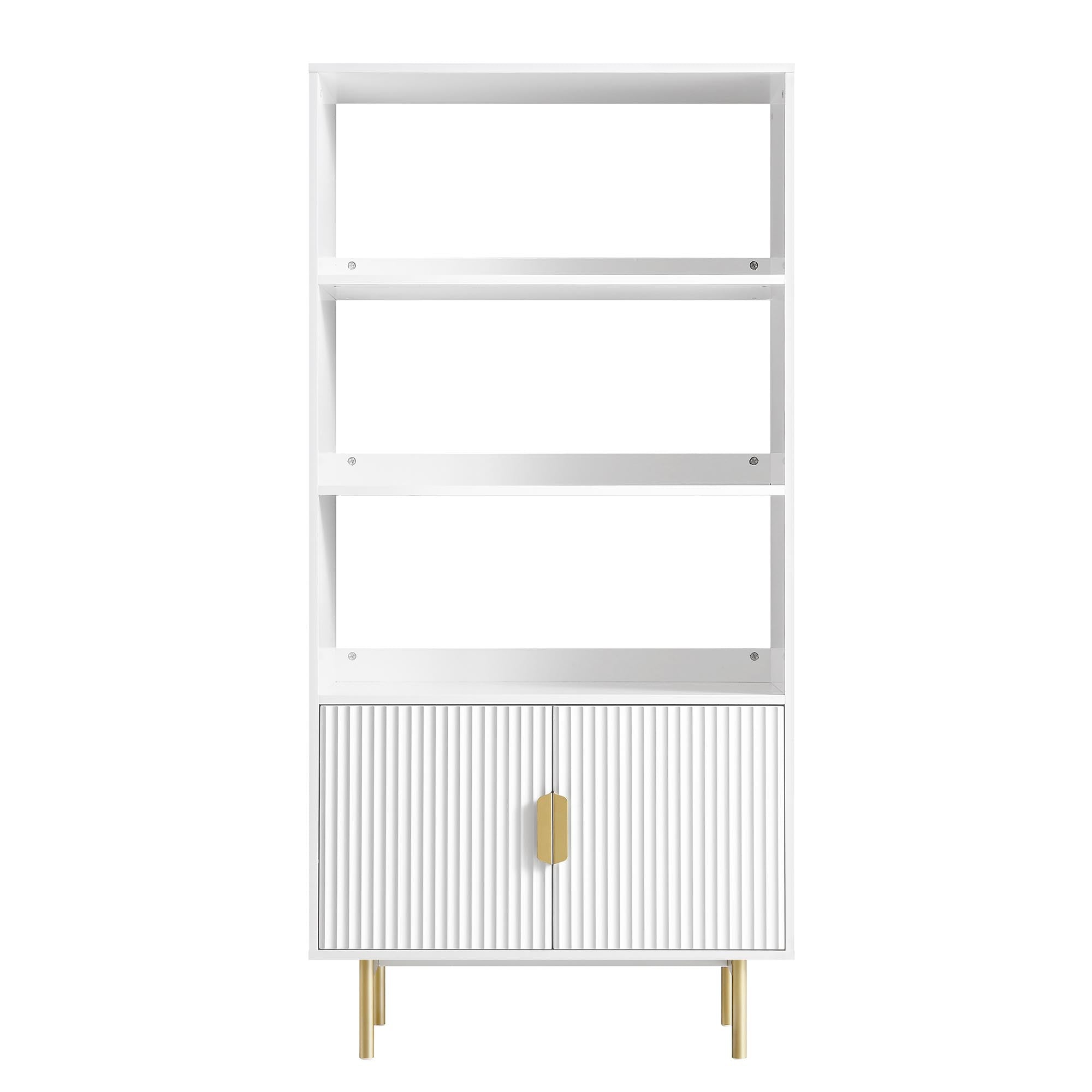 Richmond Ridged Tall Bookcase with Doors, Matte White