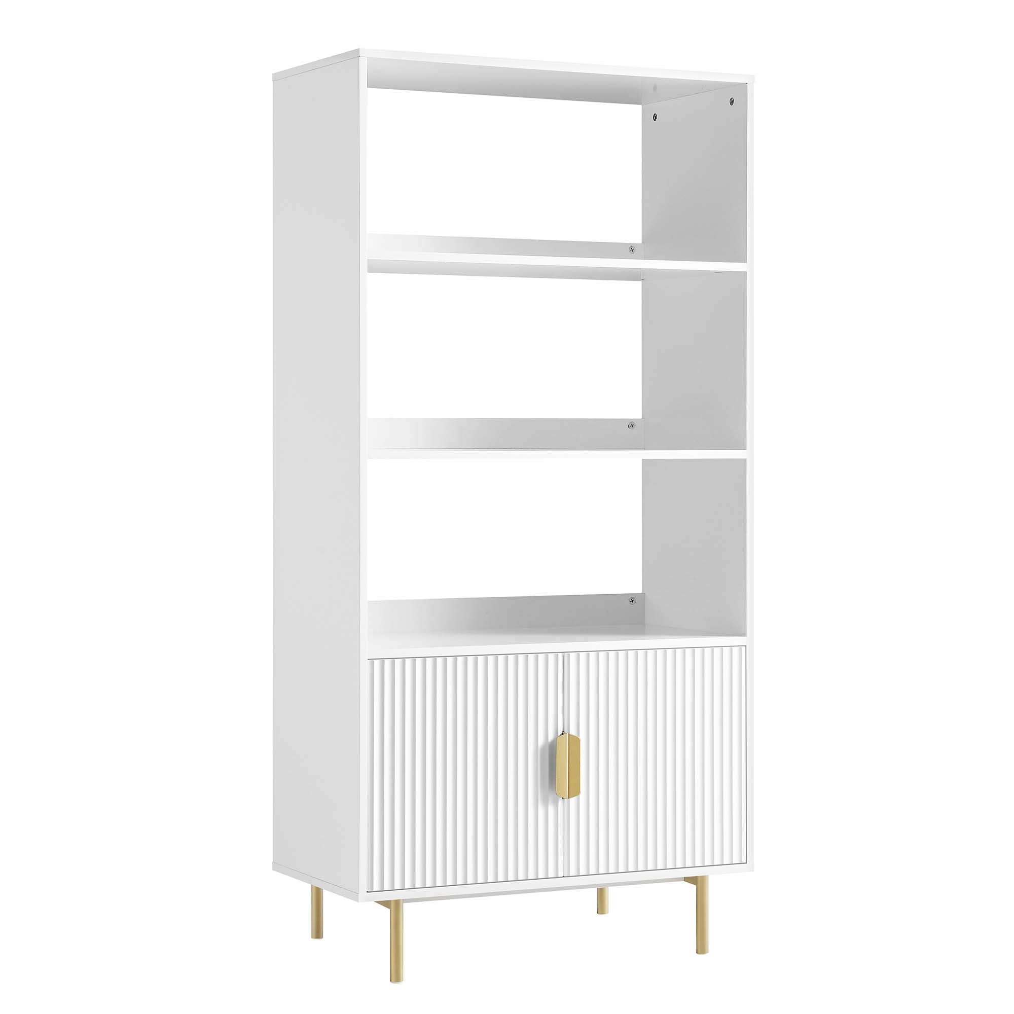 Richmond Ridged Tall Bookcase with Doors, Matte White