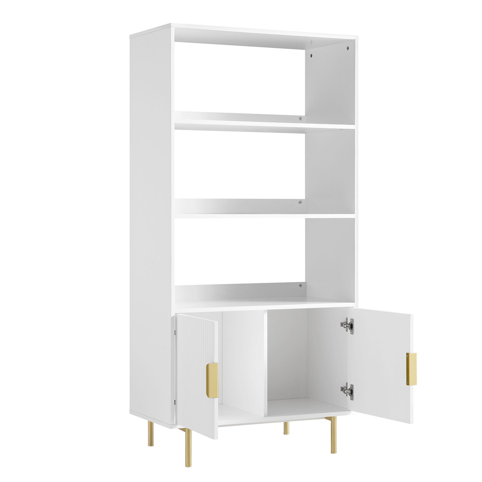 Richmond Ridged Tall Bookcase with Doors, Matte White