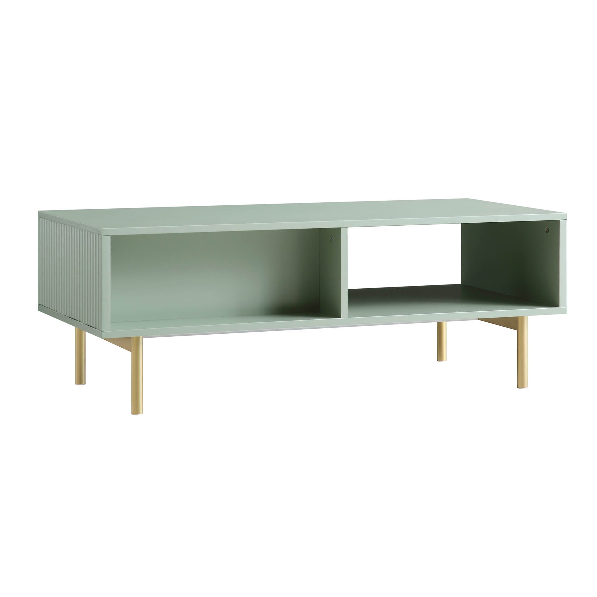 Richmond Ridged Coffee Table with Drawer, Matte Sage Green