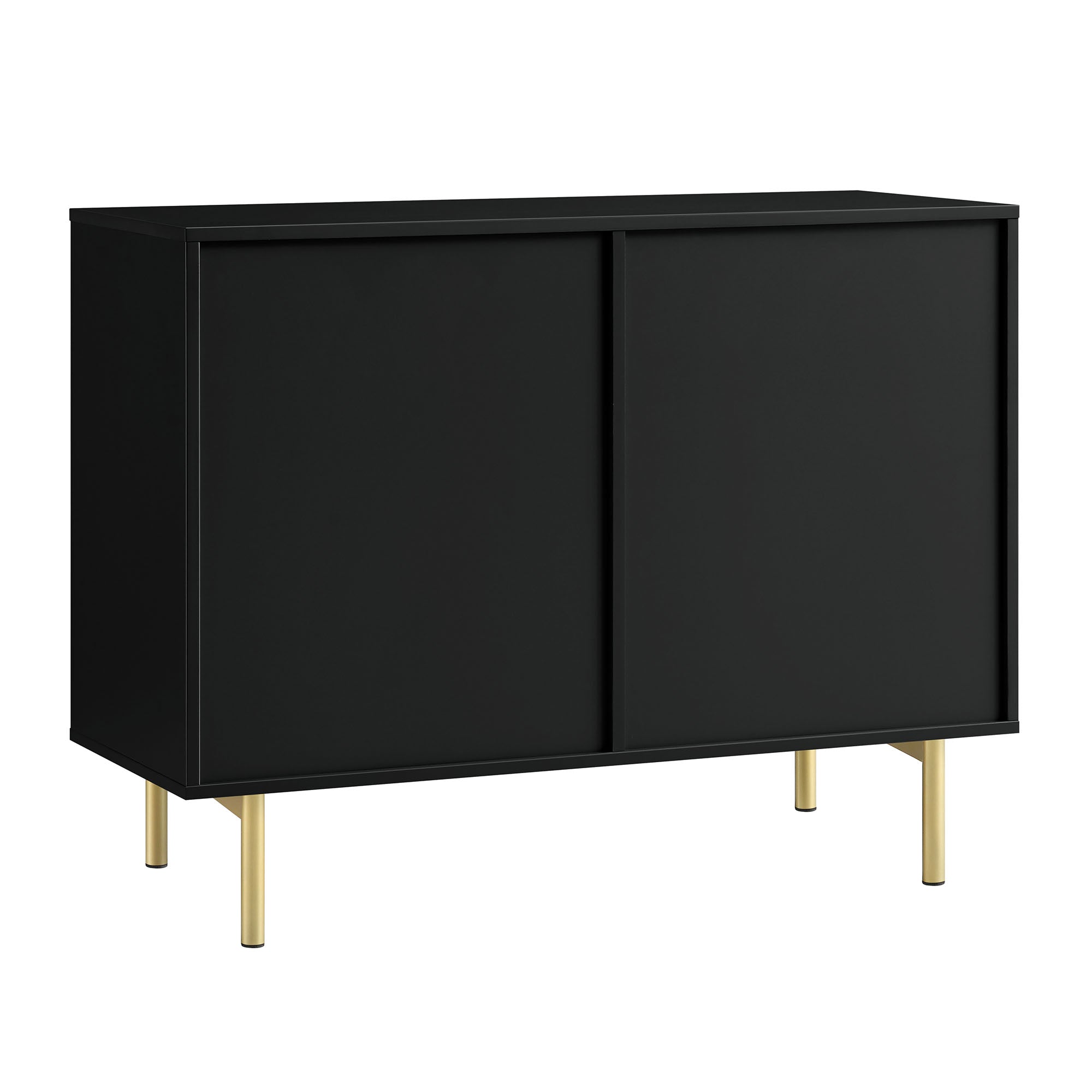 Richmond Ridged 2-Door Cabinet with Drawers, Matte Black