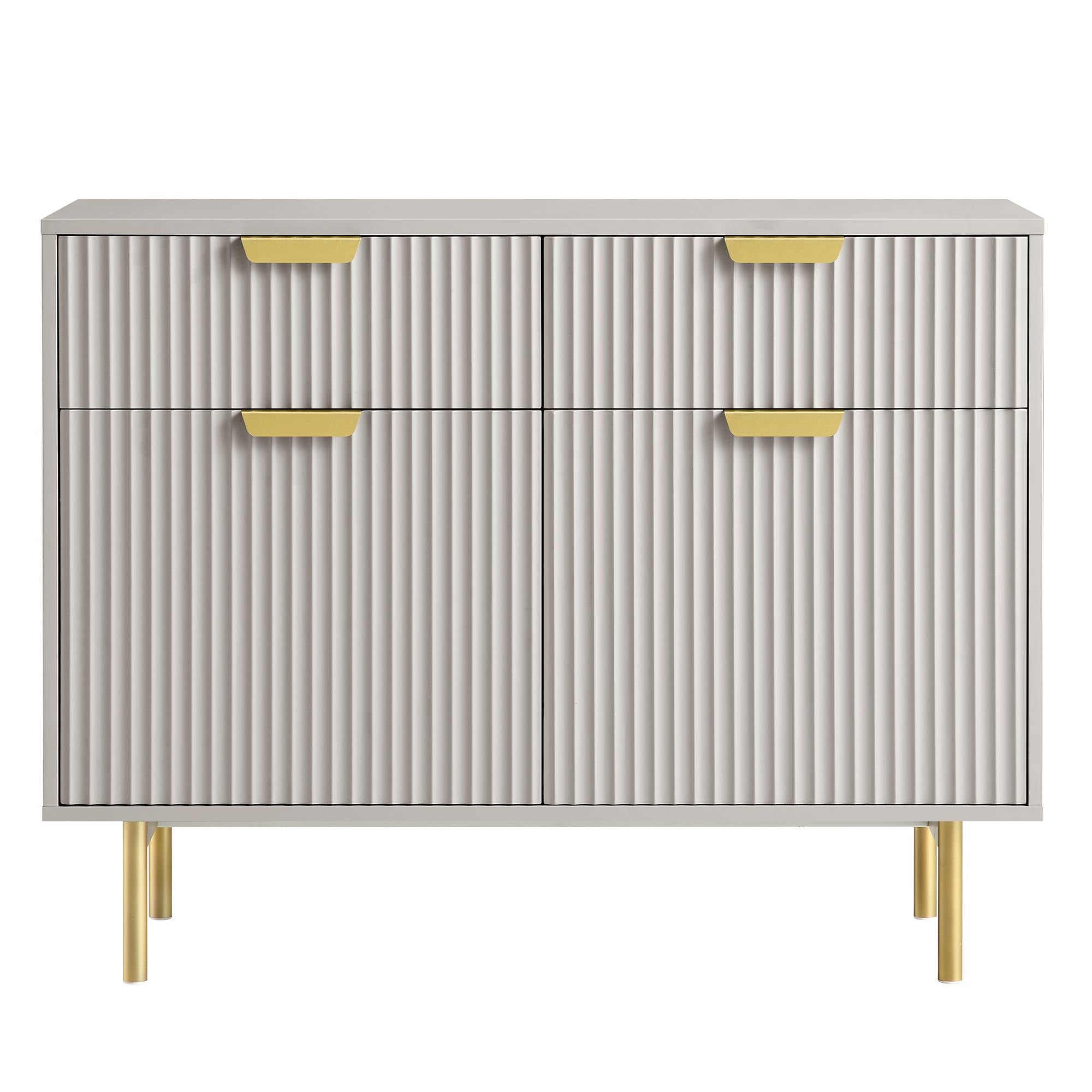 Richmond Ridged 2-Door Cabinet with Drawers, Matte Taupe