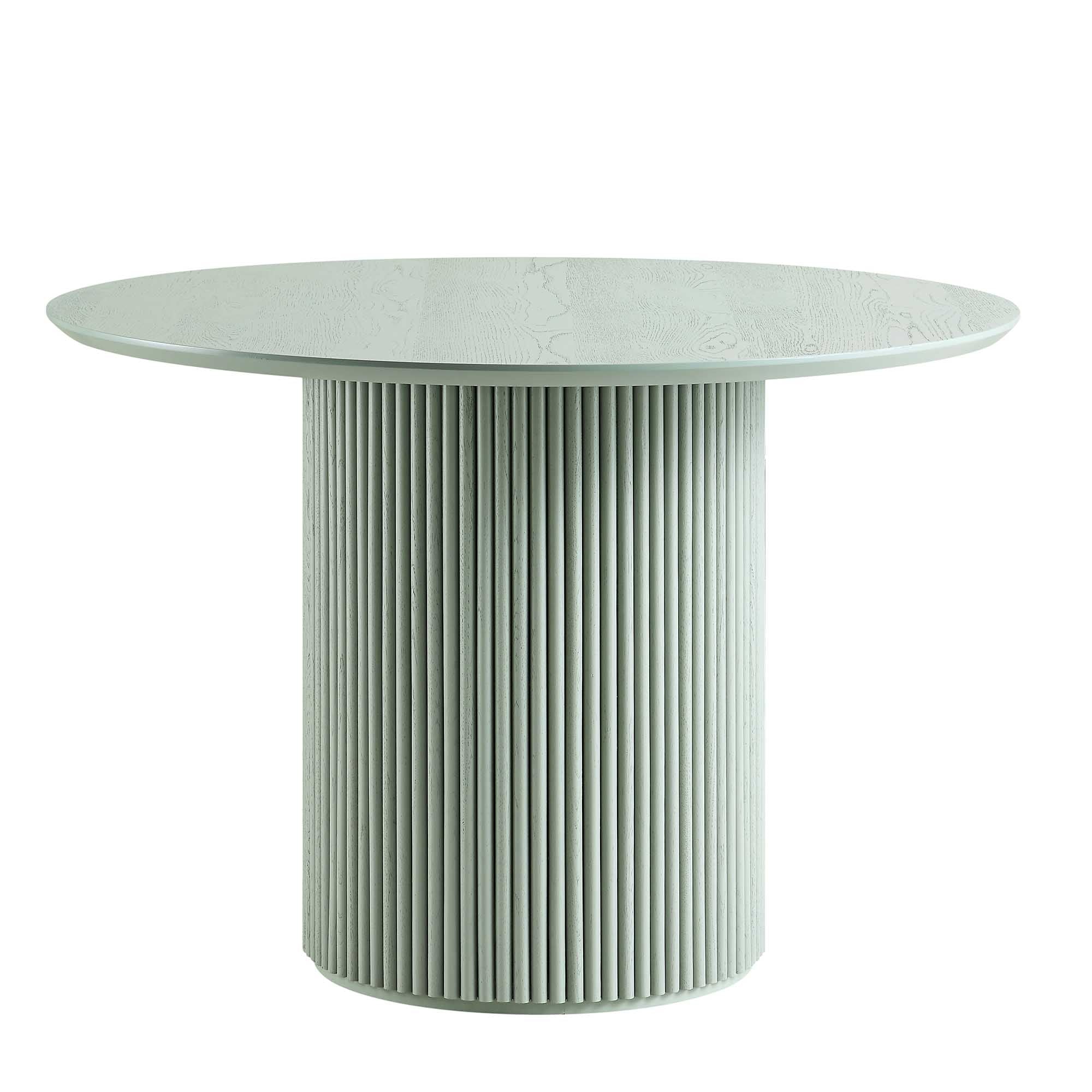 Maru Round Oak Pedestal Dining Table, Sage Green