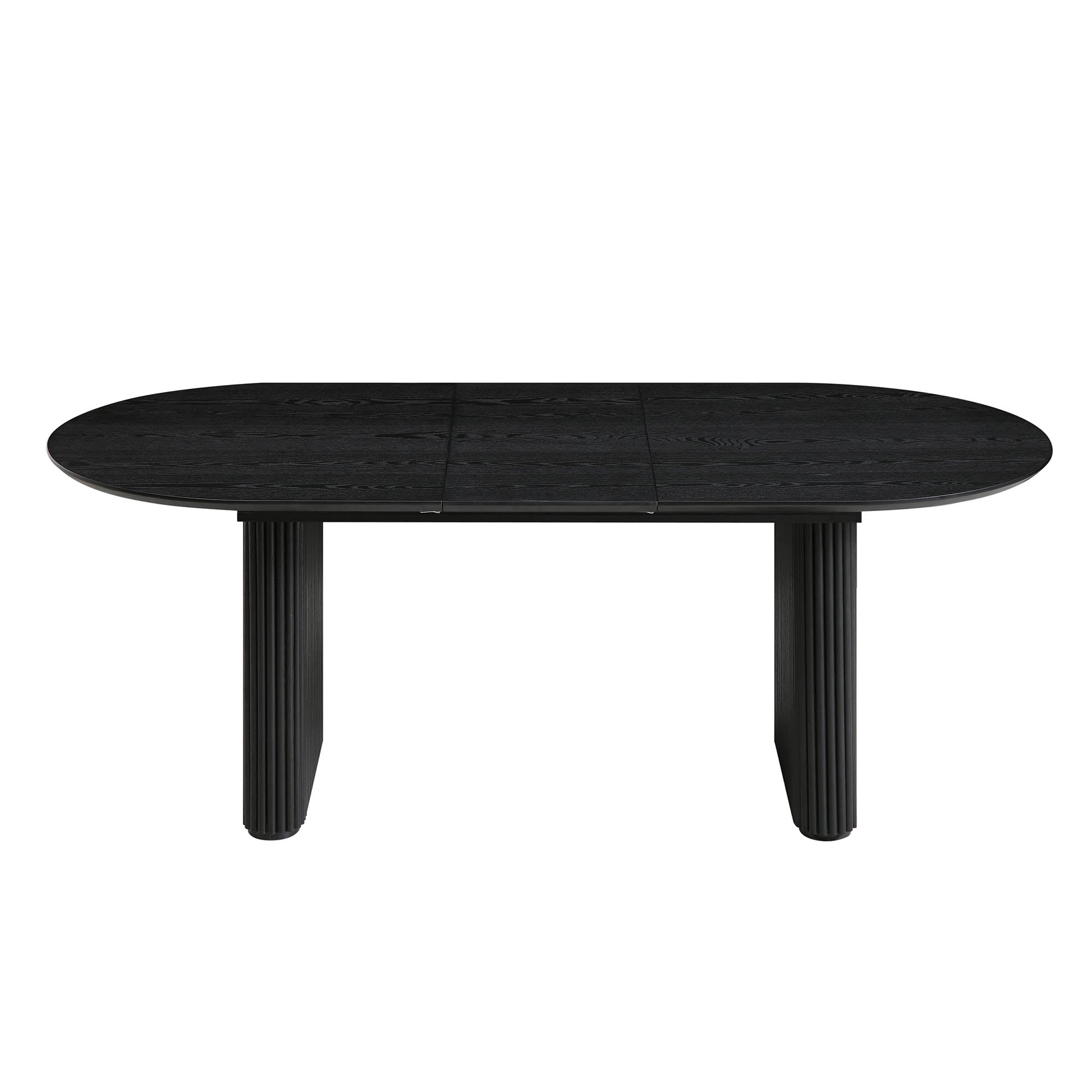 Maru Oval 6-8 Seater Extending Oak Pedestal Dining Table, Black