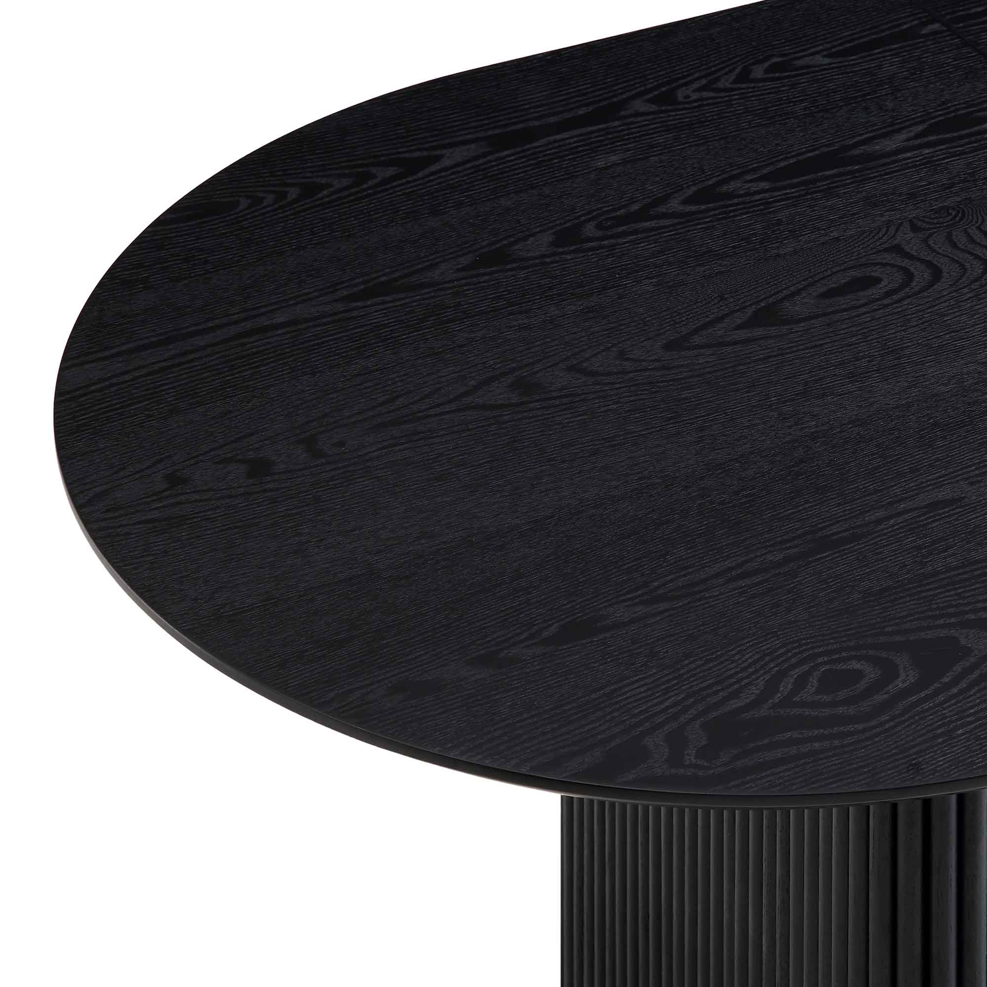 Maru Oval 6-8 Seater Extending Oak Pedestal Dining Table, Black