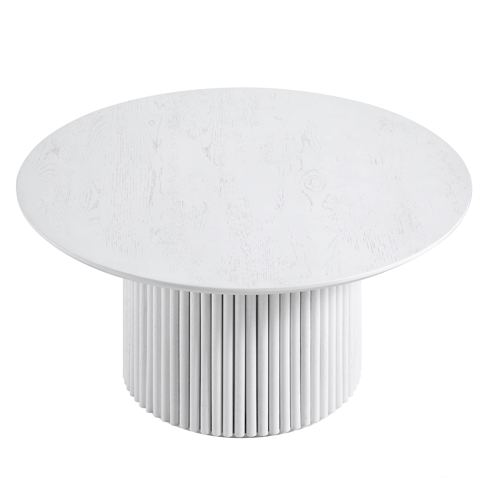 Maru Round Oak Pedestal Coffee Table, Washed White