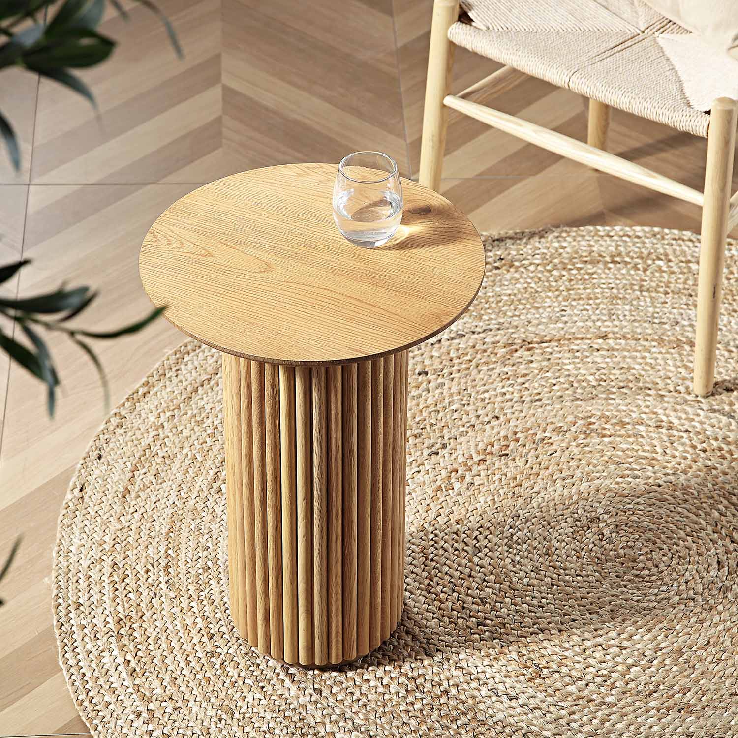 Maru Oak Round Side Table, Oak