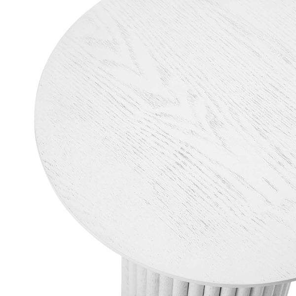 Maru Oak Round Side Table, Washed White